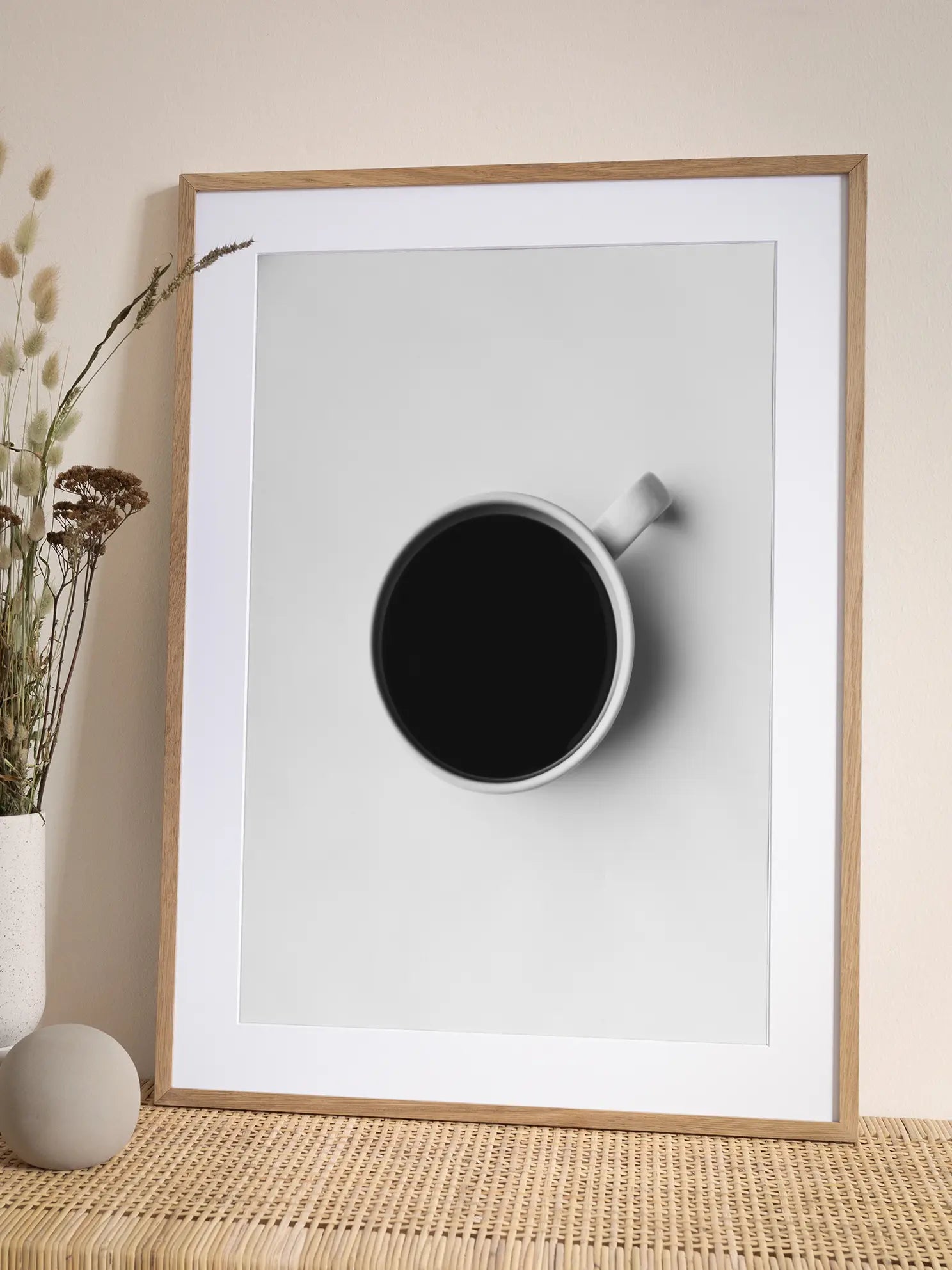 Black Coffee Set Against A Stark White Background Poster