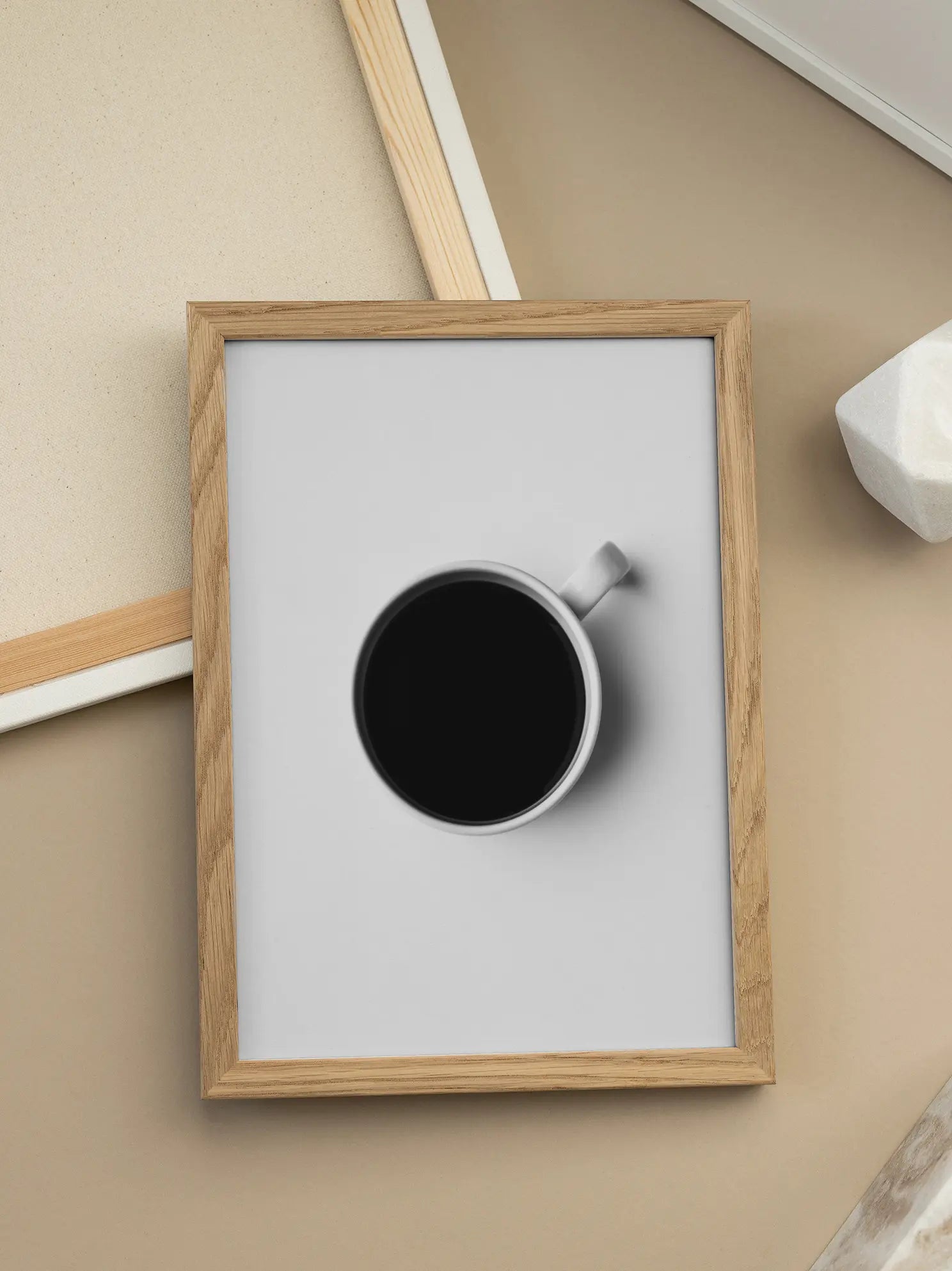 Black Coffee Set Against A Stark White Background Poster