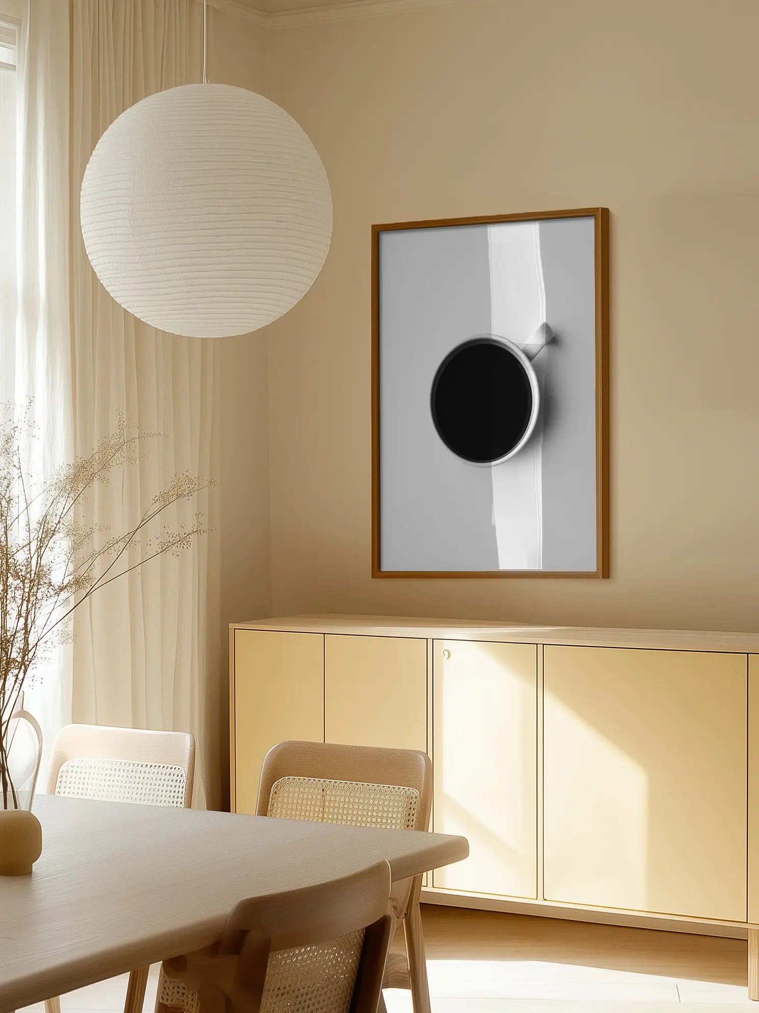Black Coffee Set Against A Stark White Background Poster