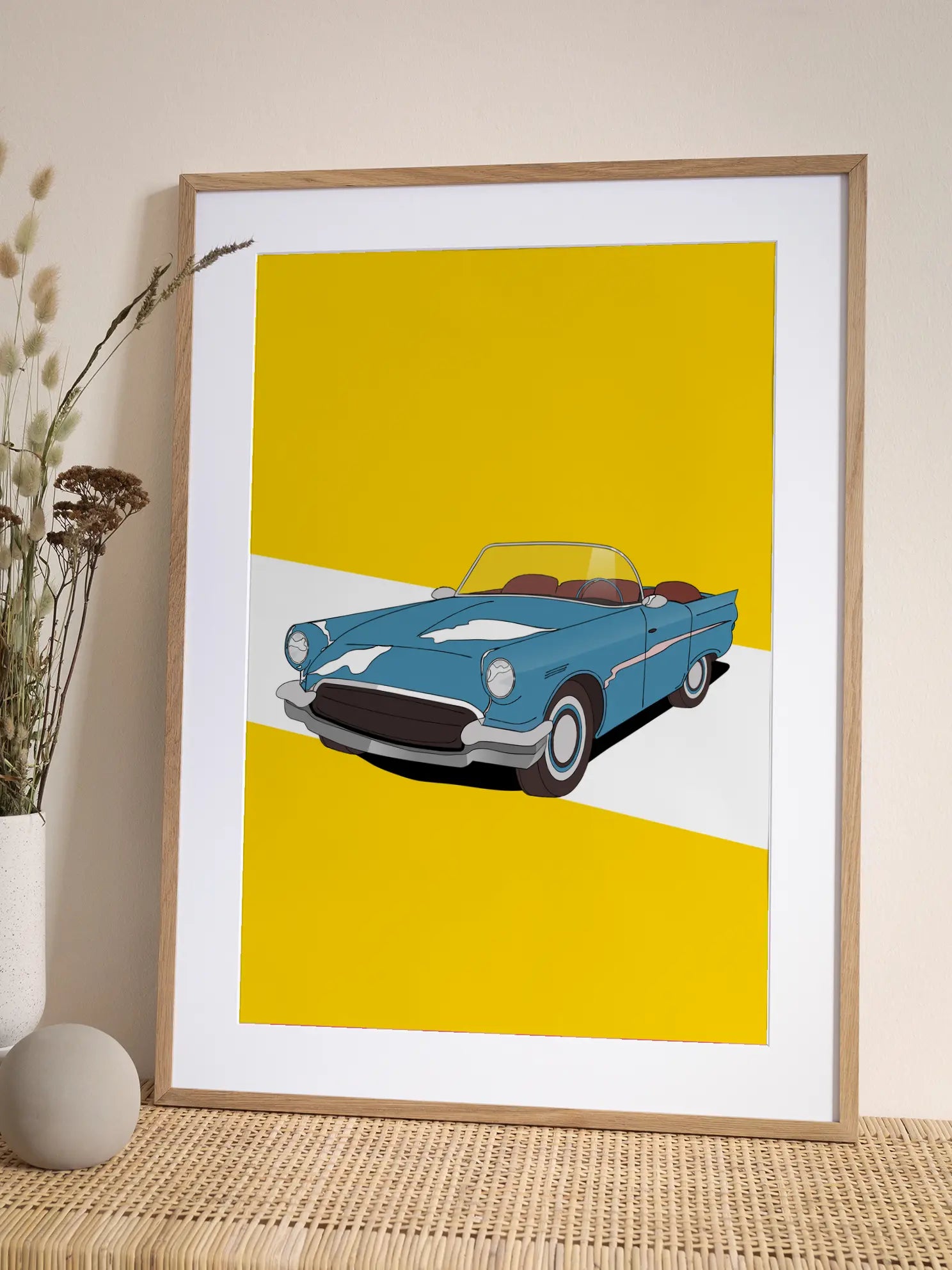Blue Classic Car Poster
