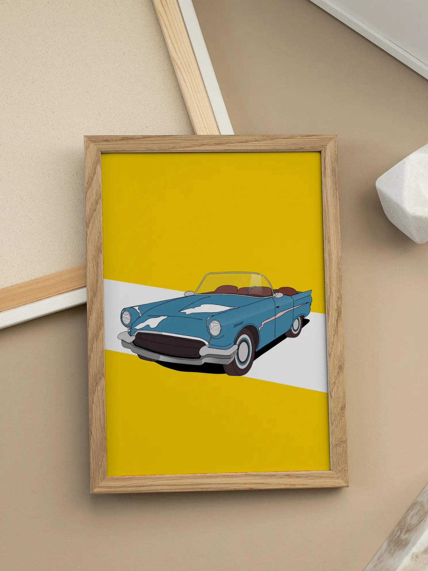 Blue Classic Car Poster