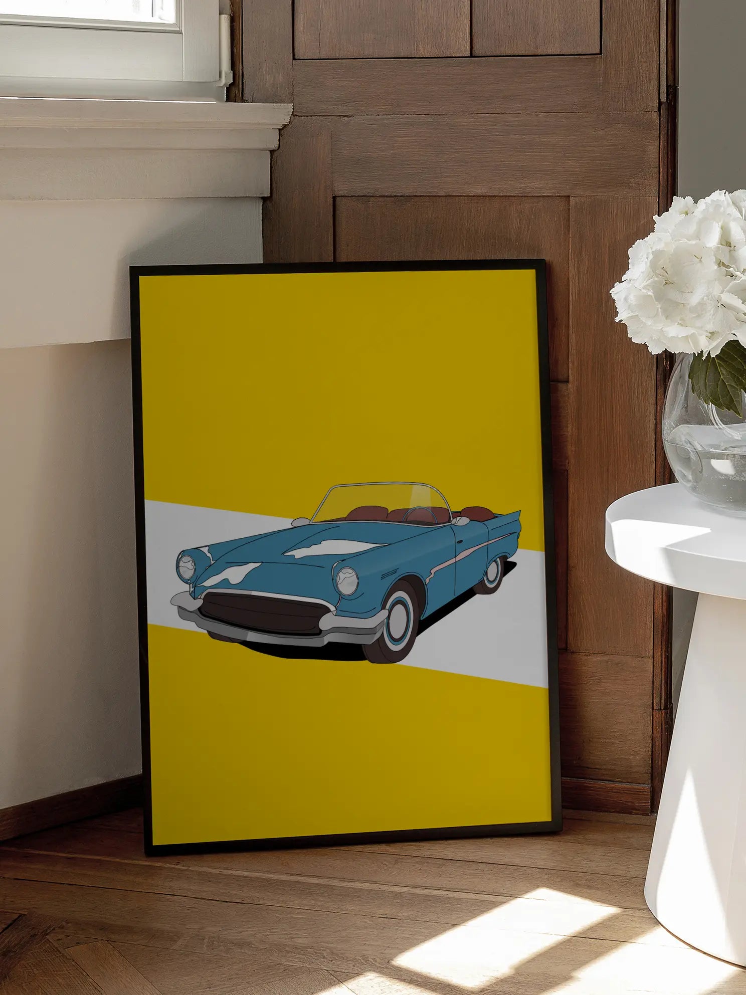 Blue Classic Car Poster