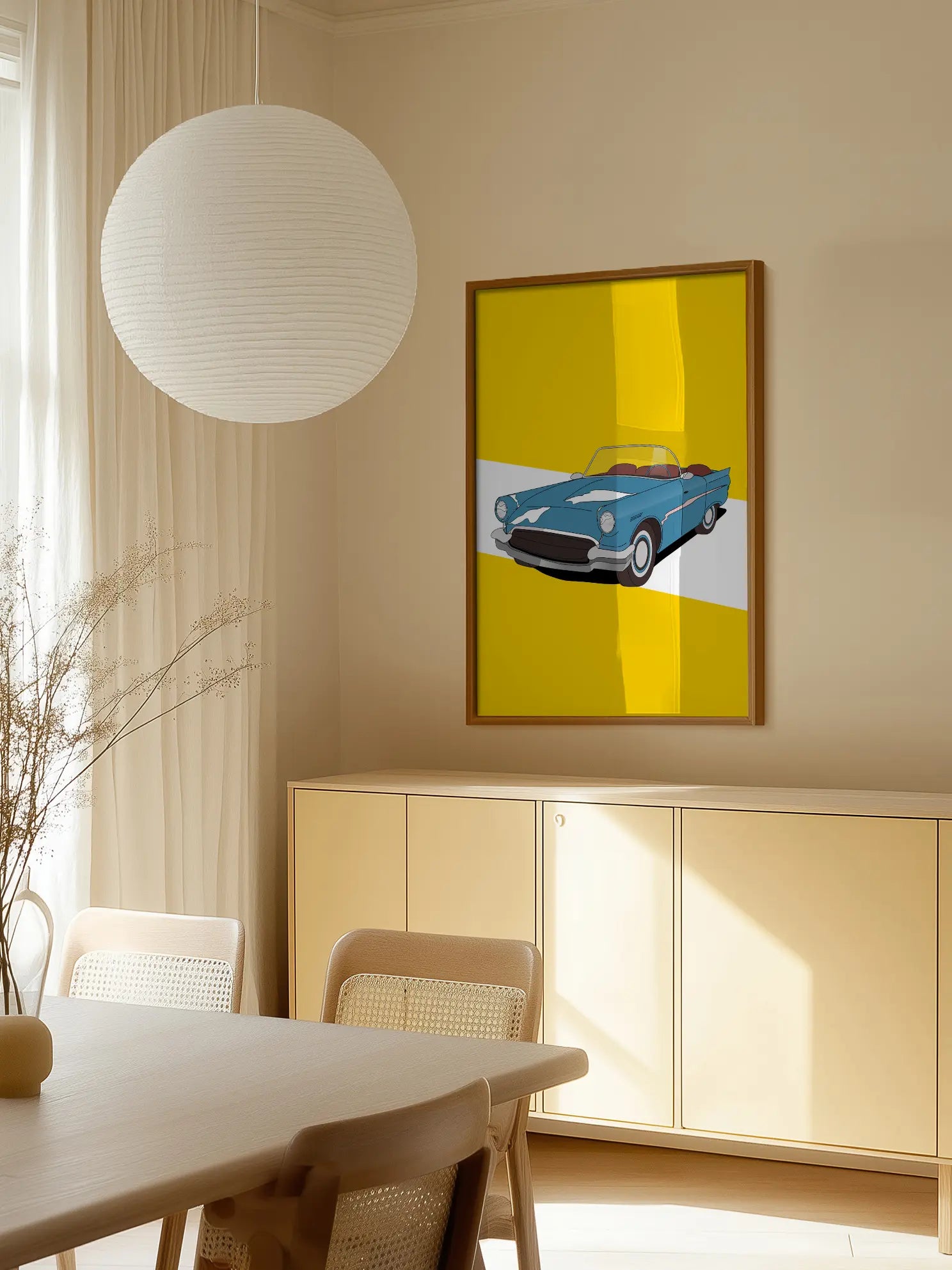 Blue Classic Car Poster