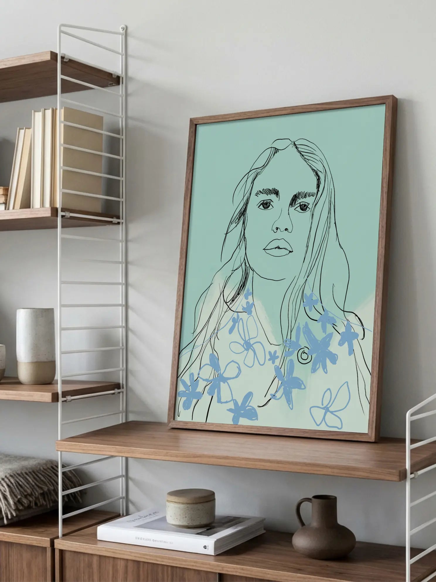 Blue Flower Girl Poster