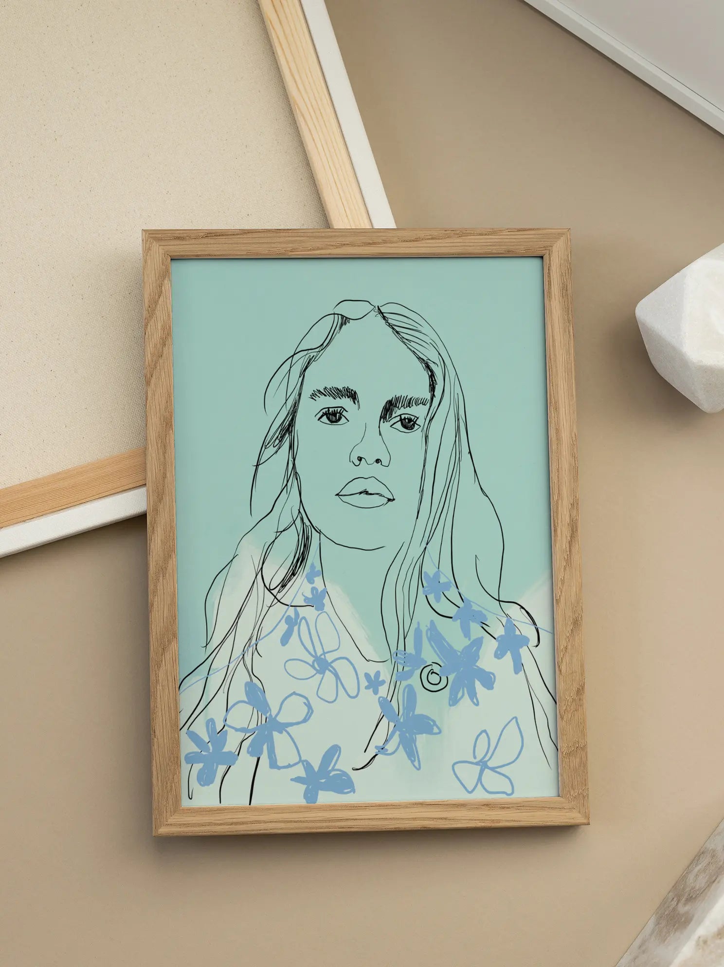Blue Flower Girl Poster