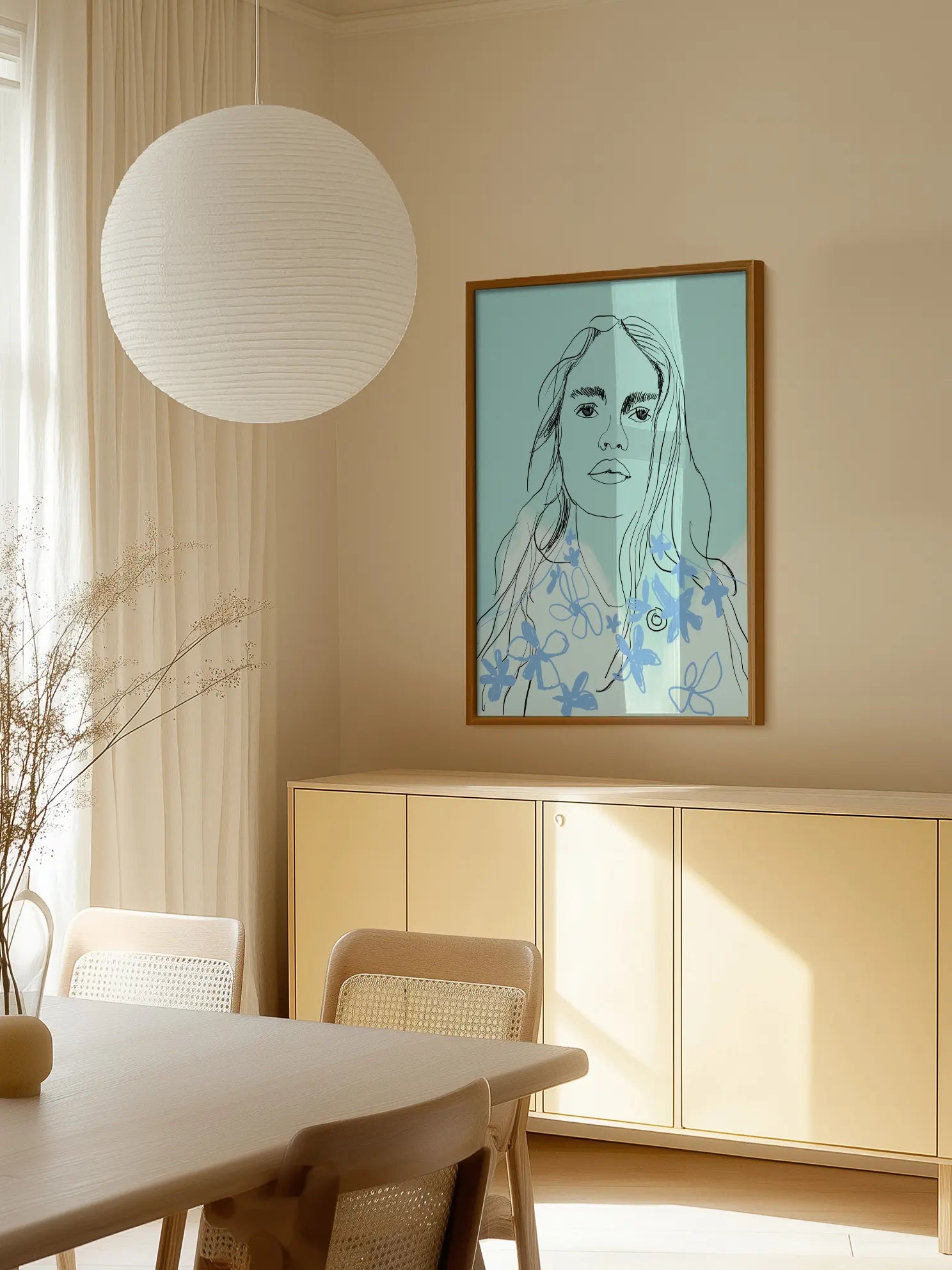 Blue Flower Girl Poster