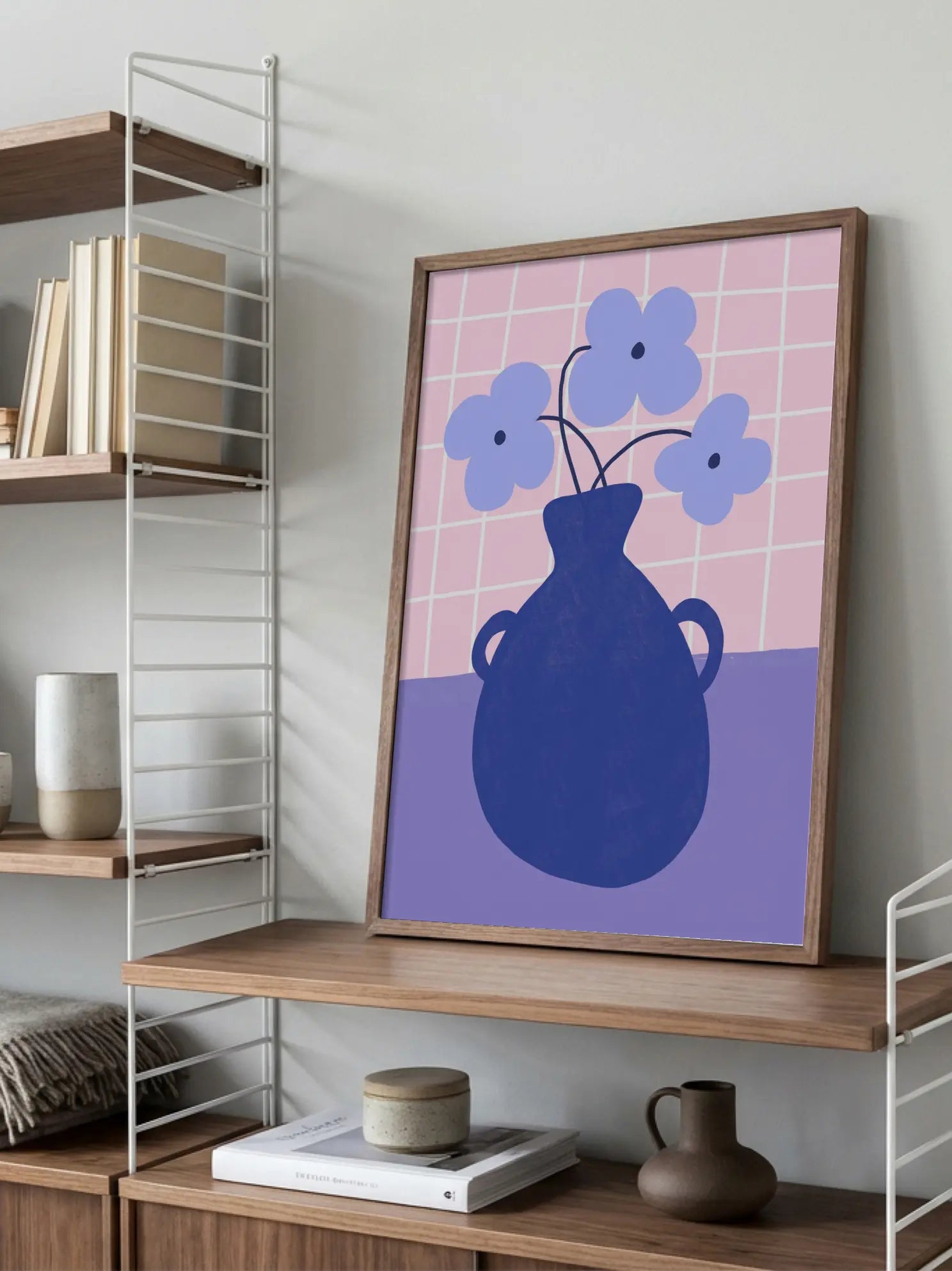 Blue Graphic Vase Poster