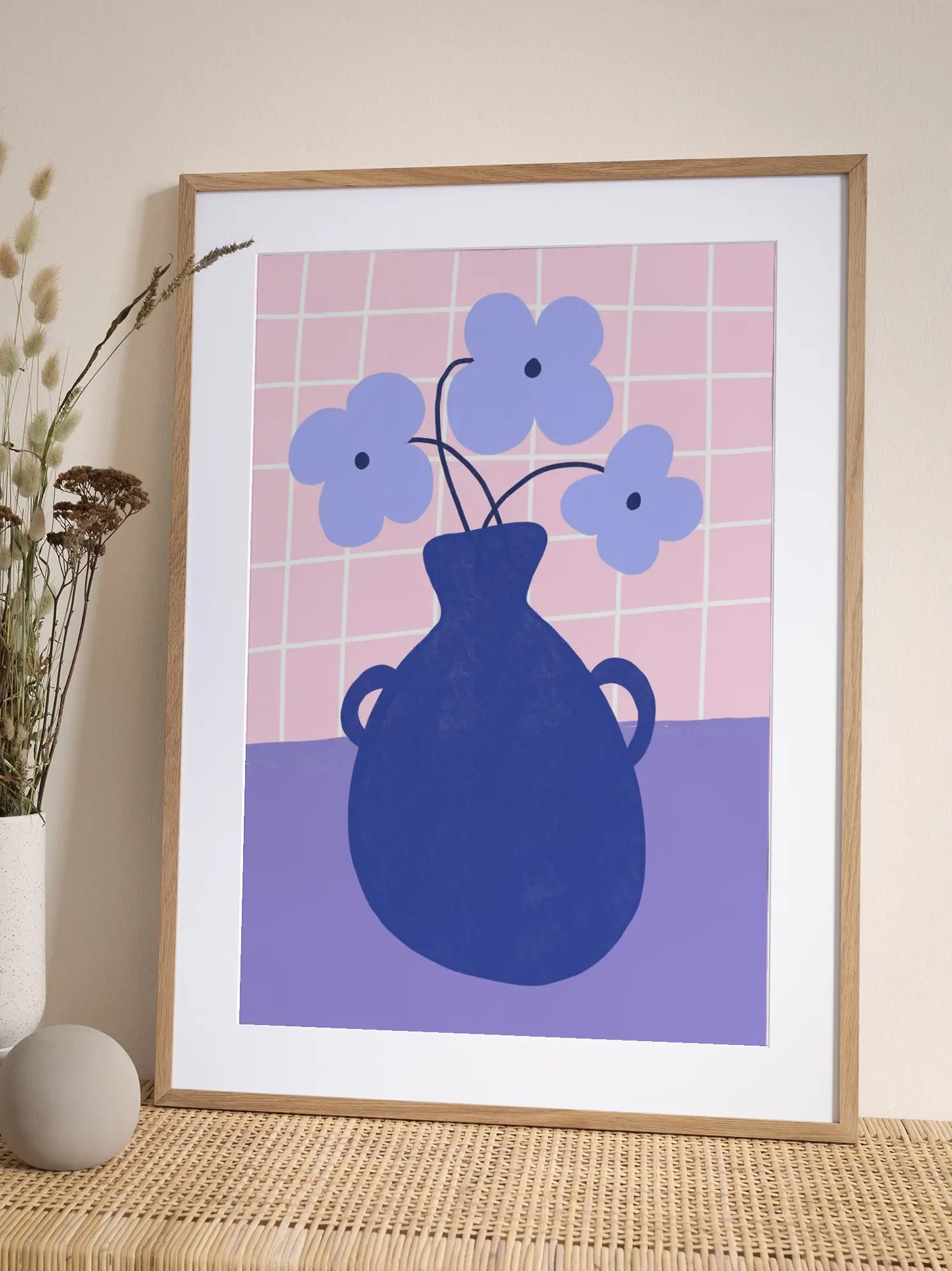 Blue Graphic Vase Poster