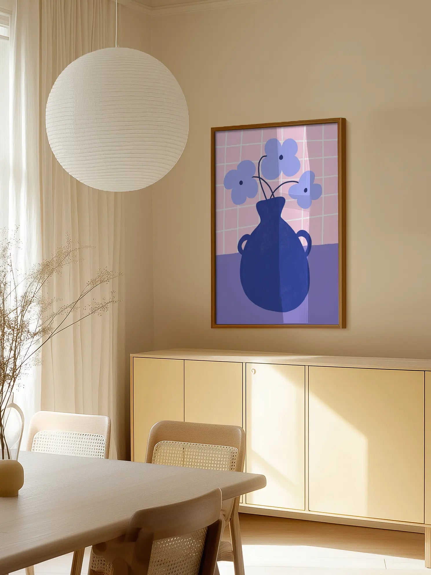 Blue Graphic Vase Poster