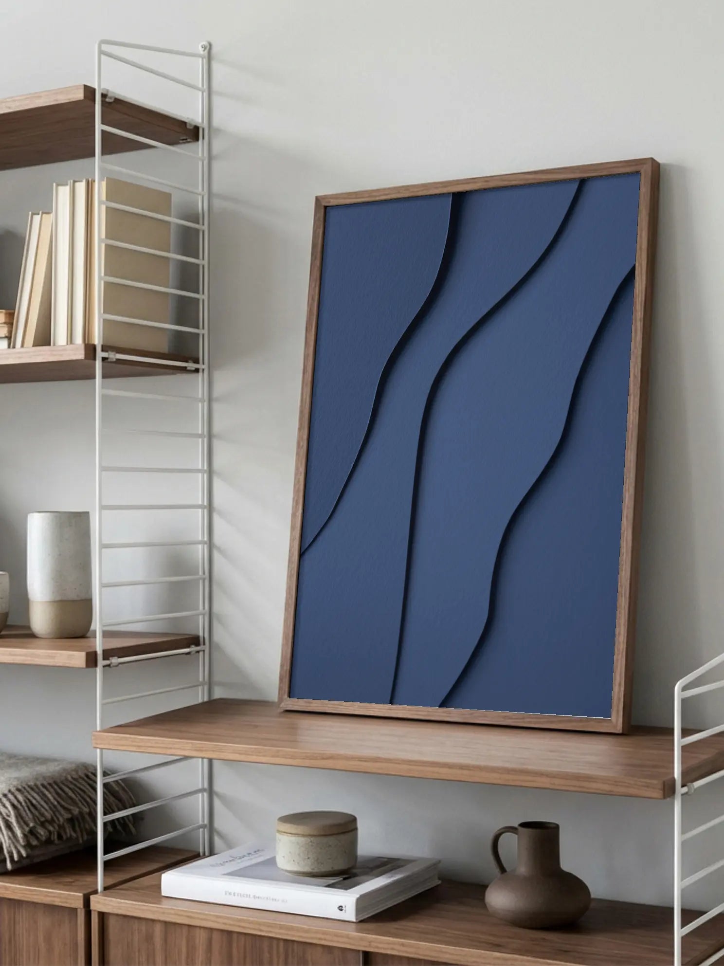 Blue Paper Waves Poster