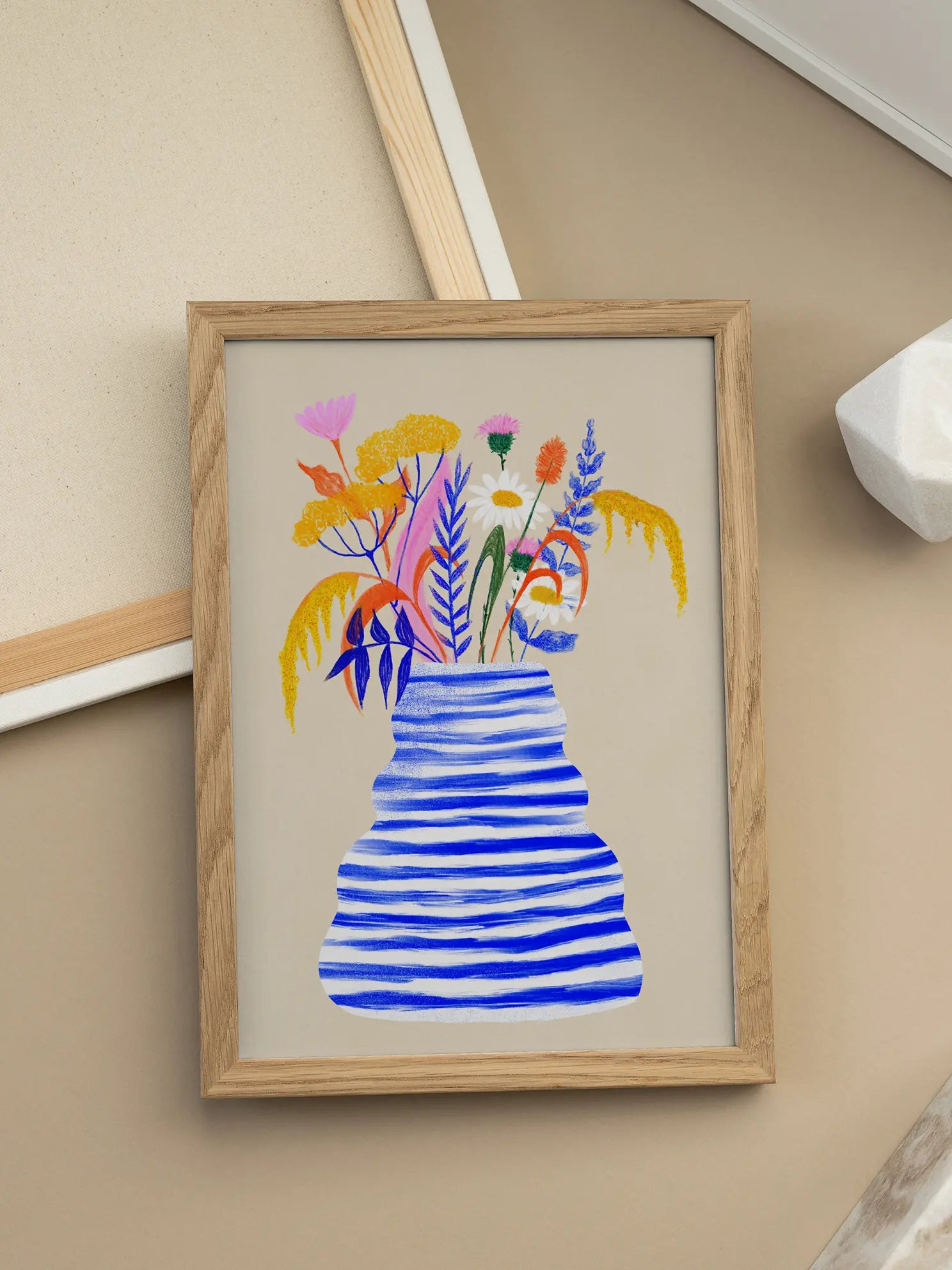 Blue Striped Vase Poster