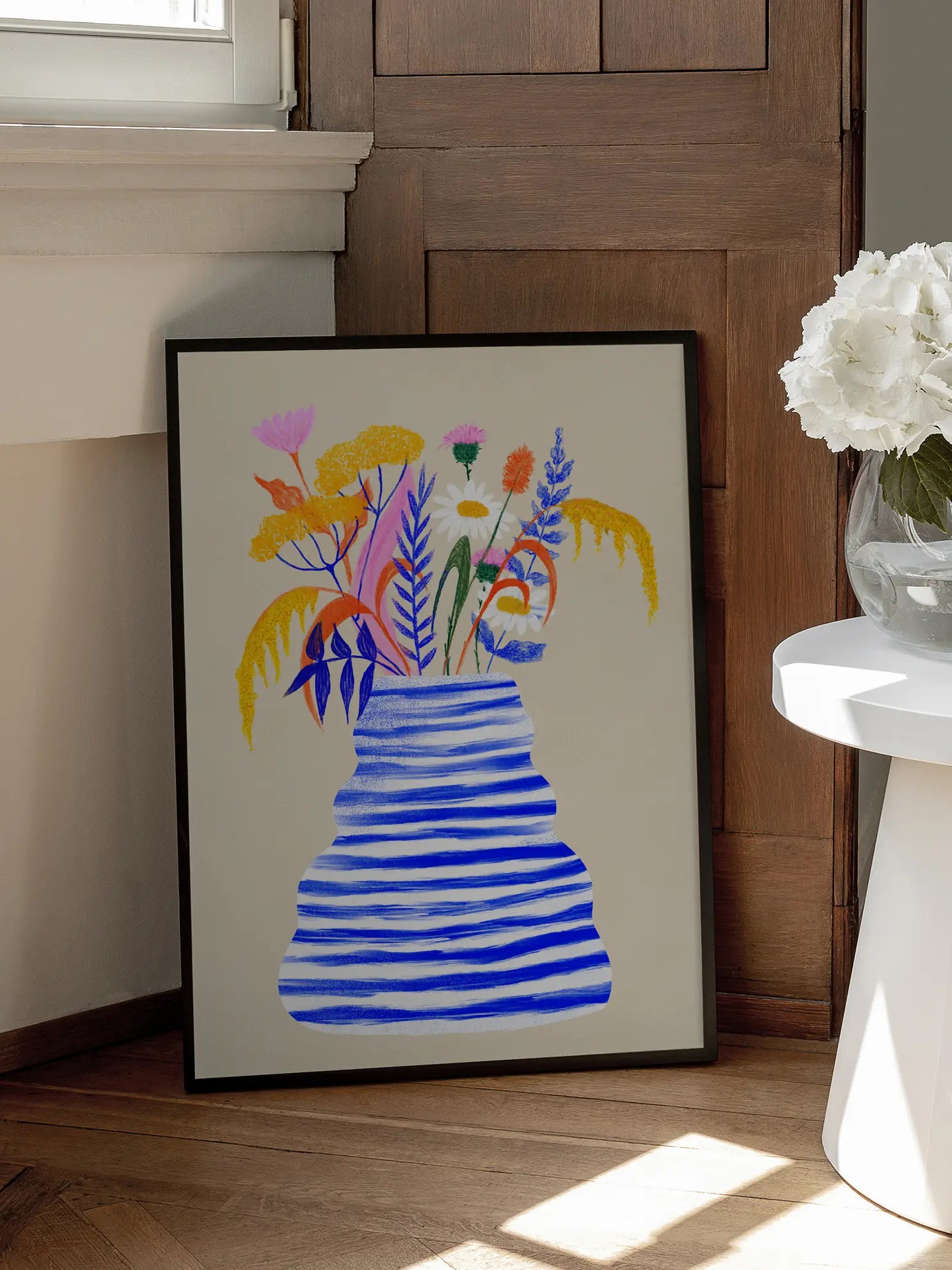 Blue Striped Vase Poster