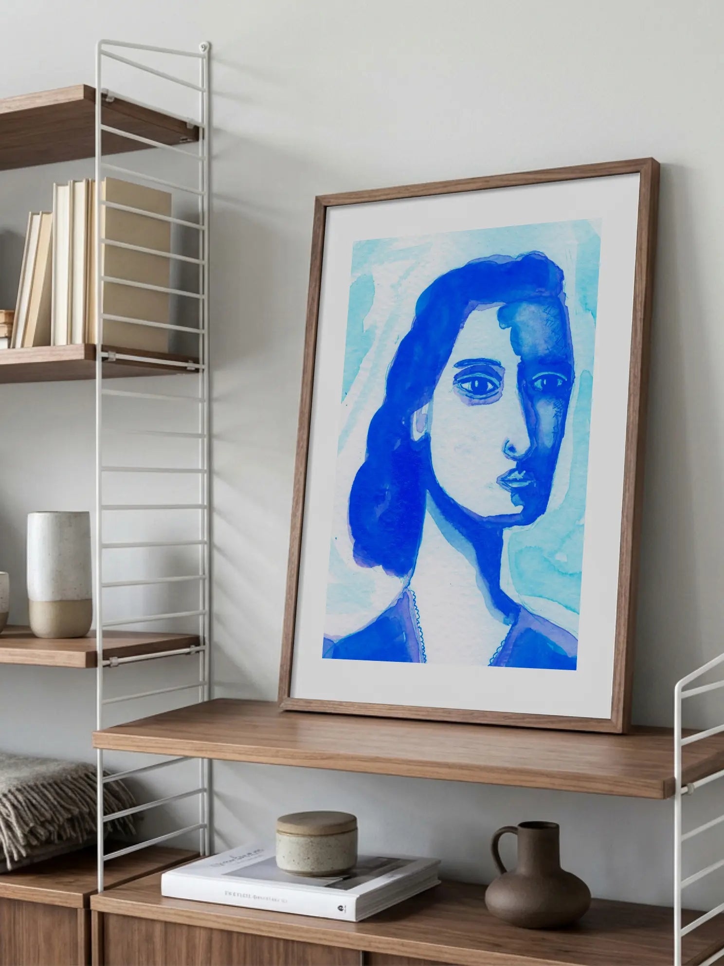 Blue Woman Portrait Poster