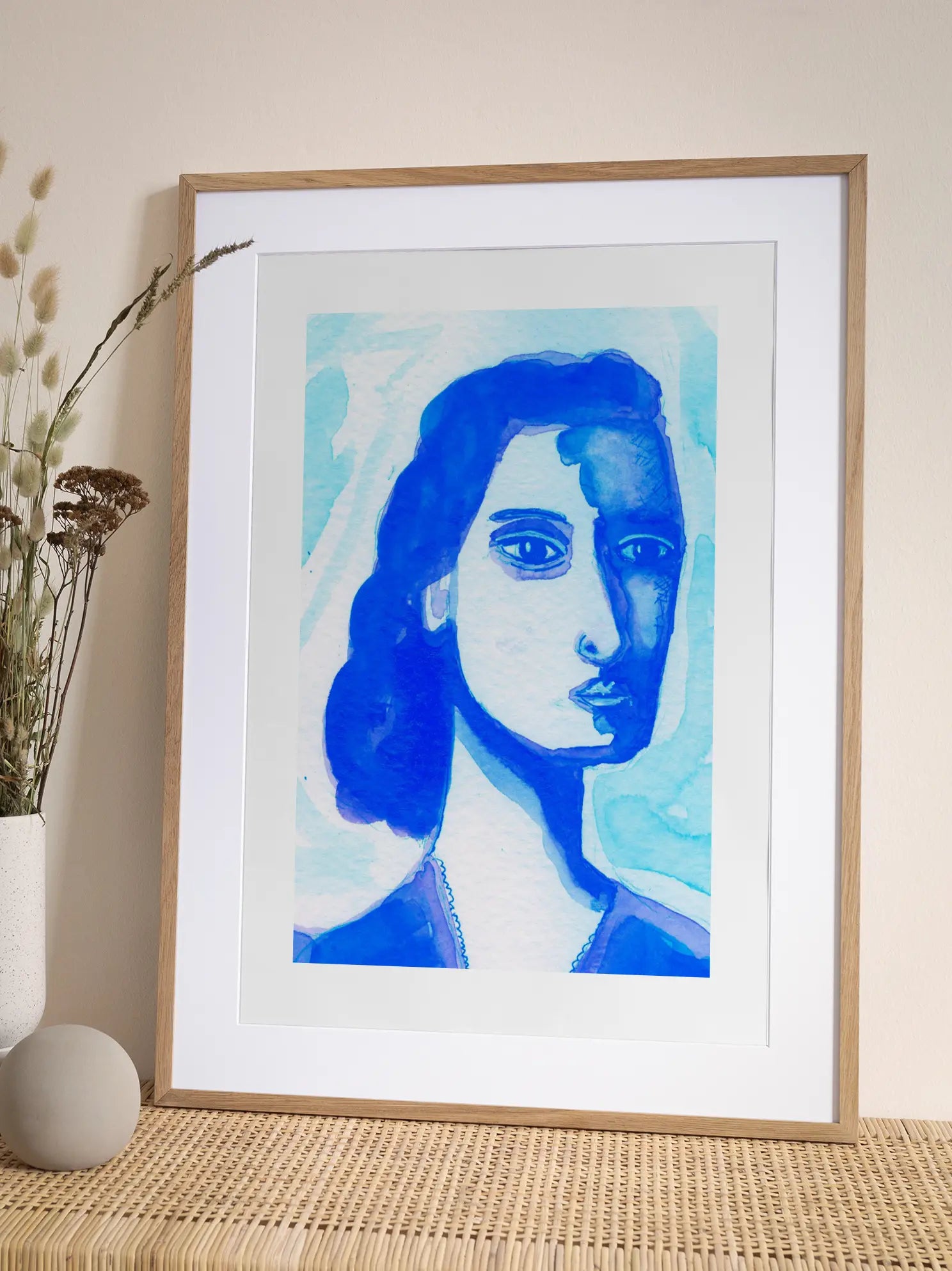 Blue Woman Portrait Poster