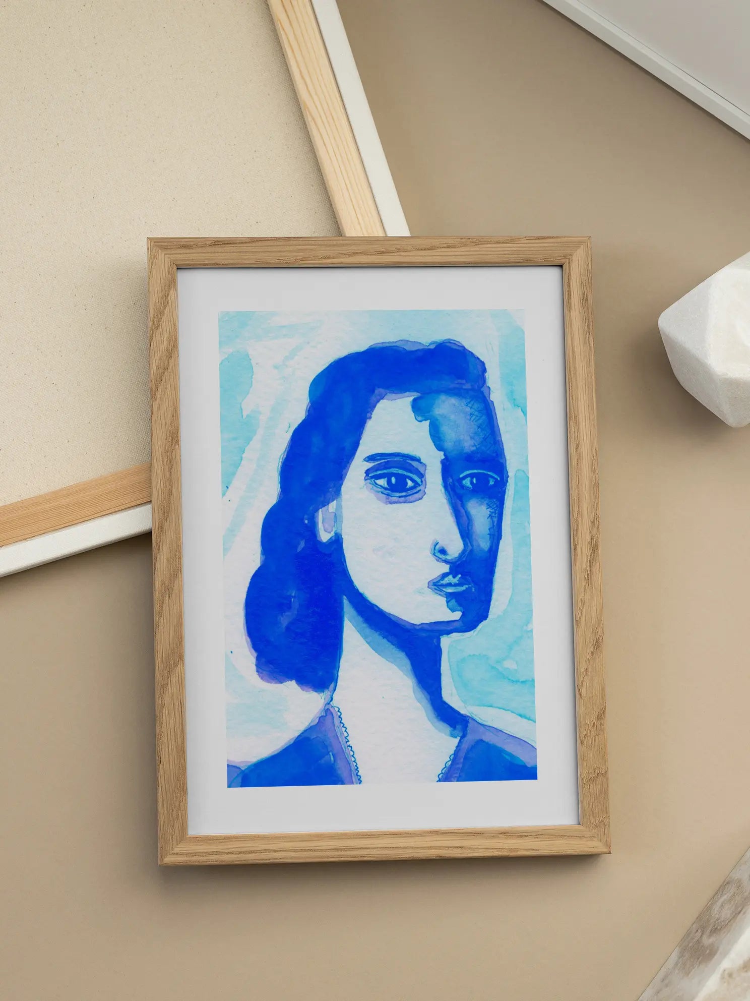 Blue Woman Portrait Poster