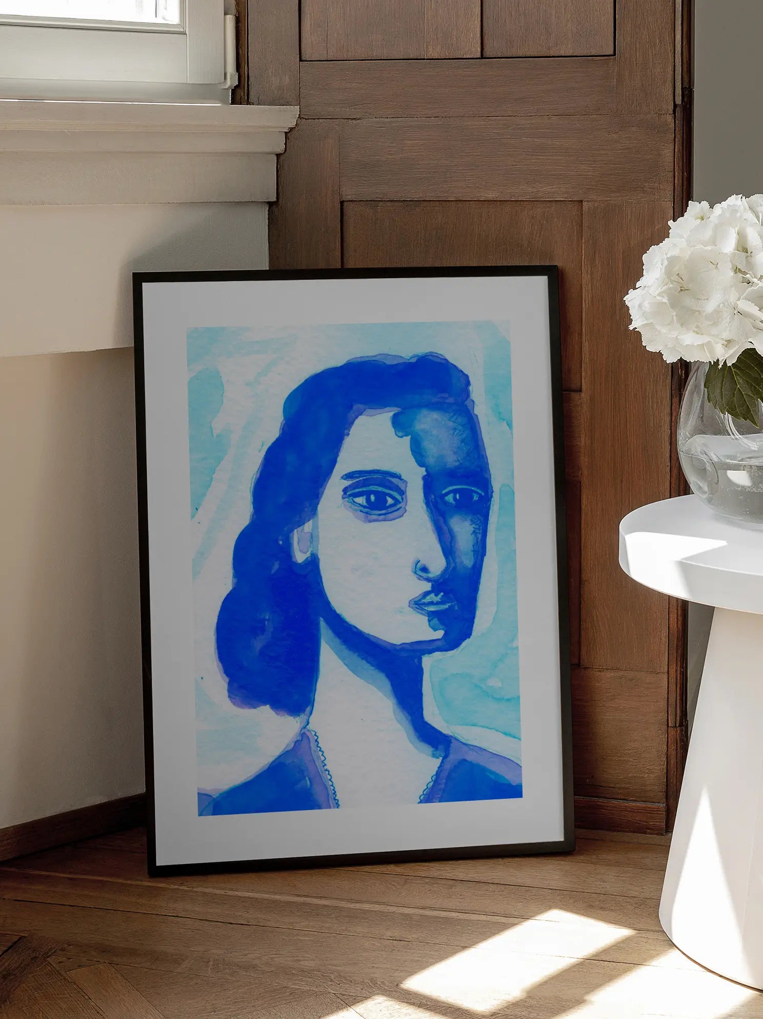 Blue Woman Portrait Poster