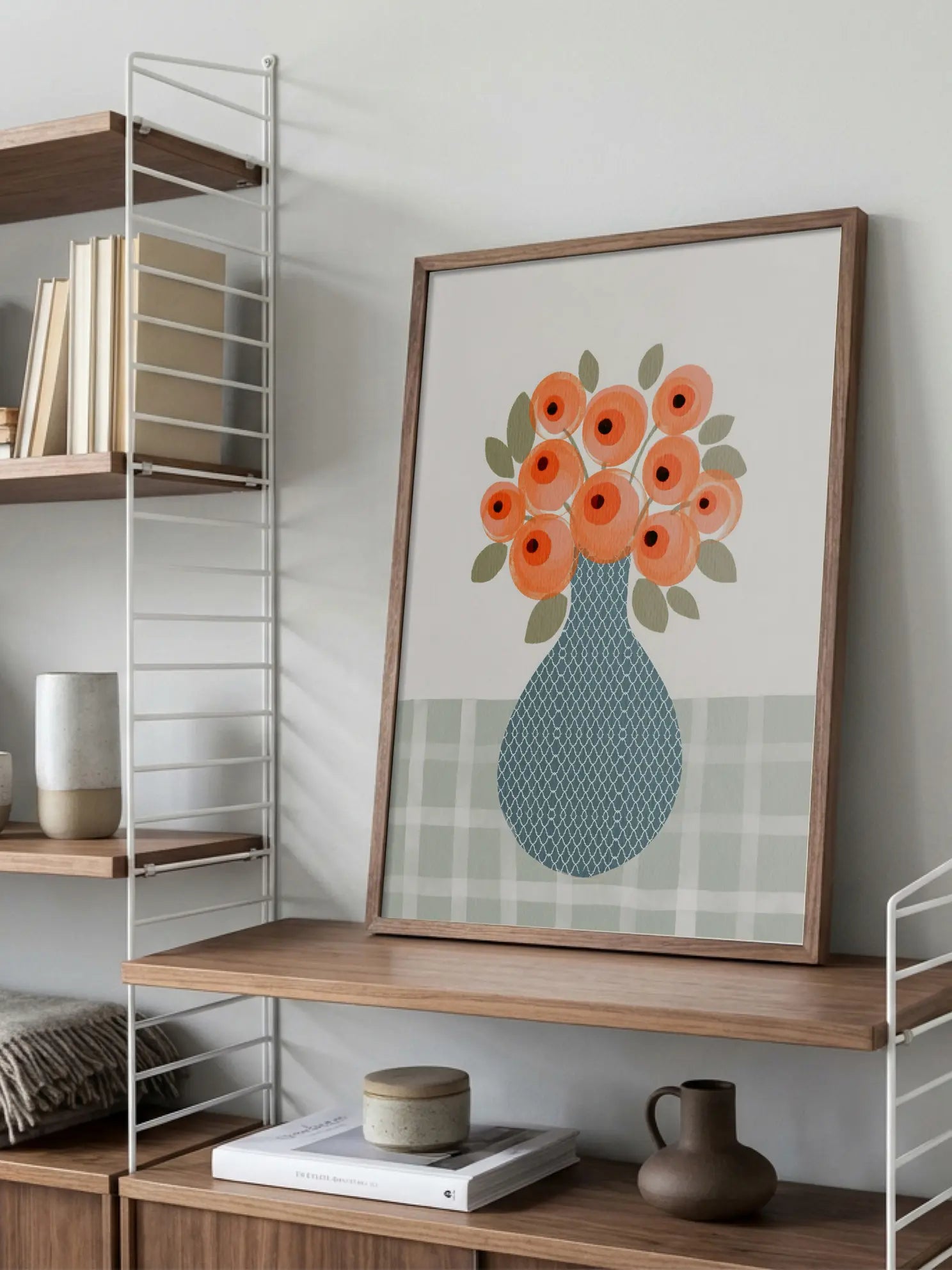Bouquet on Checkered Table Poster
