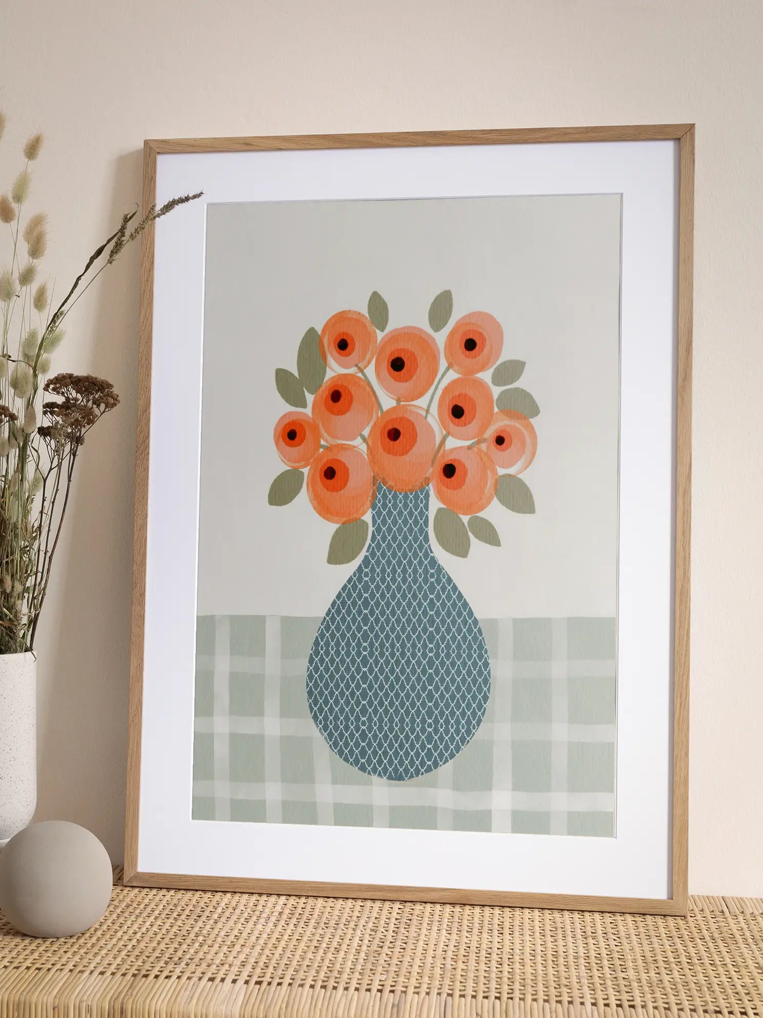 Bouquet on Checkered Table Poster