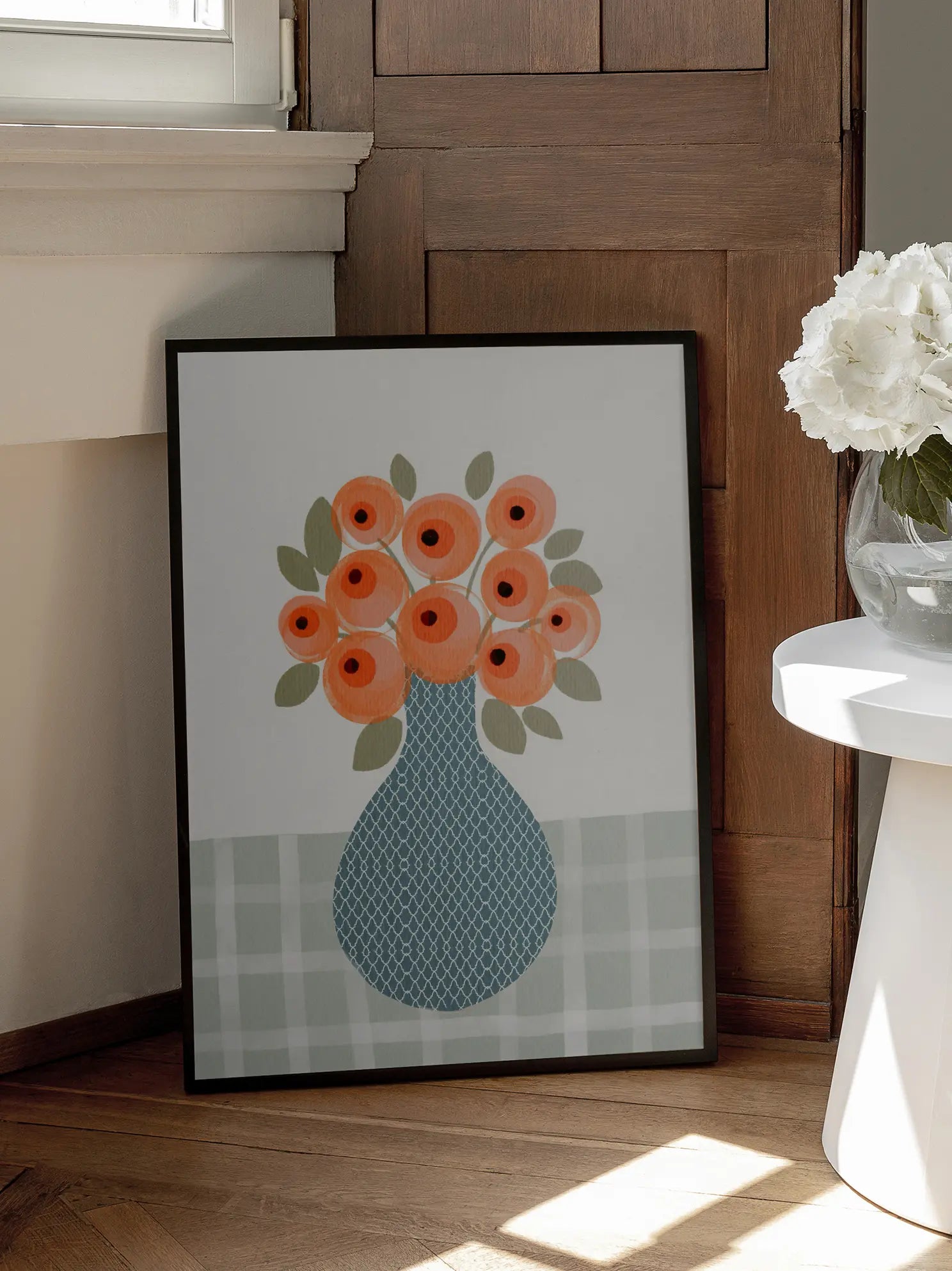 Bouquet on Checkered Table Poster