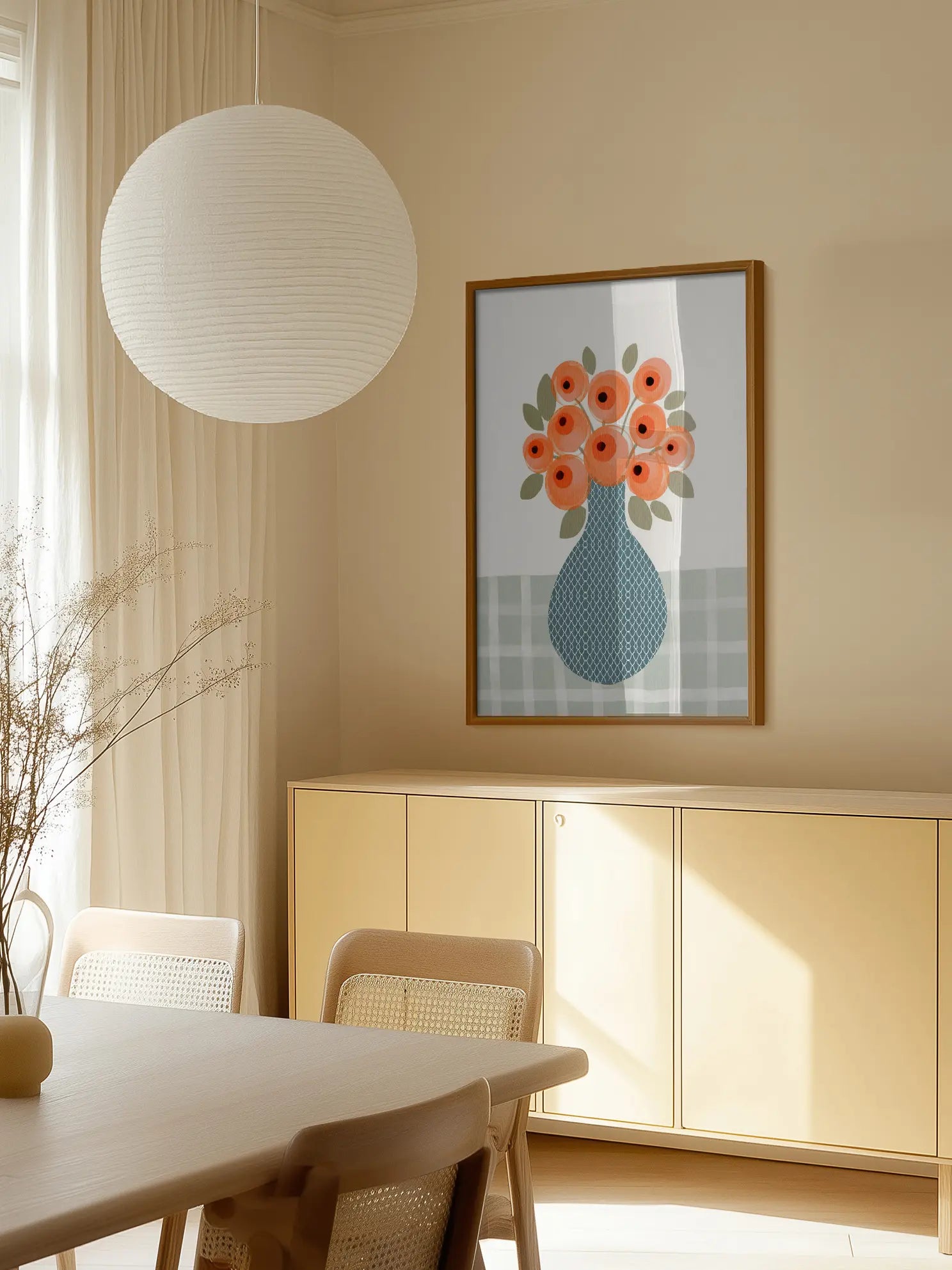 Bouquet on Checkered Table Poster