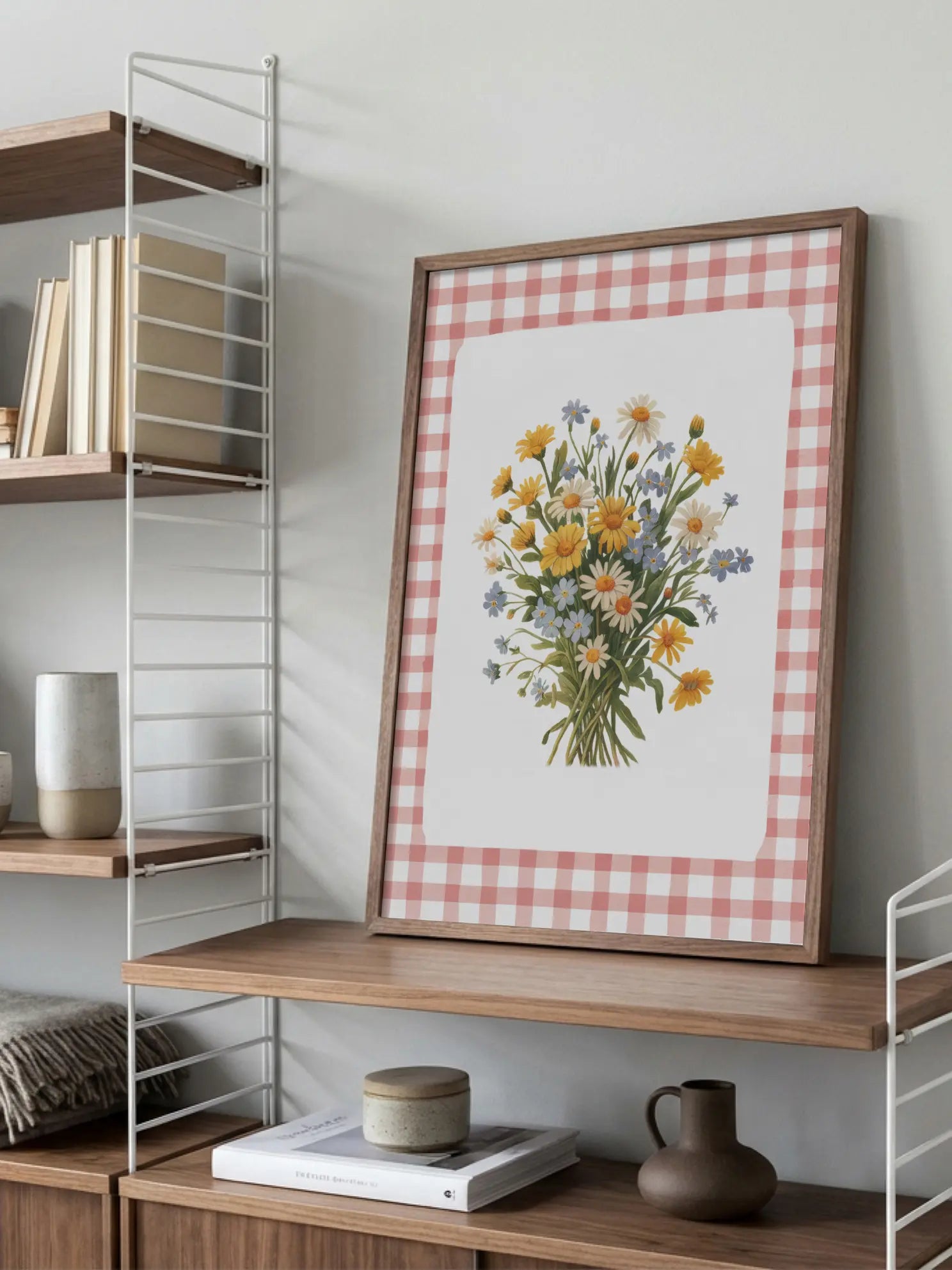 Bouquet on Gingham Poster