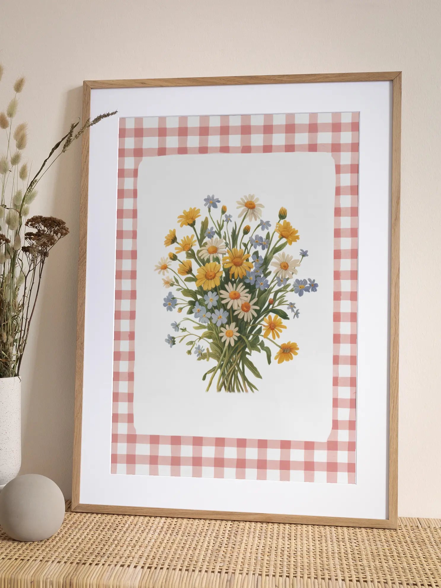 Bouquet on Gingham Poster