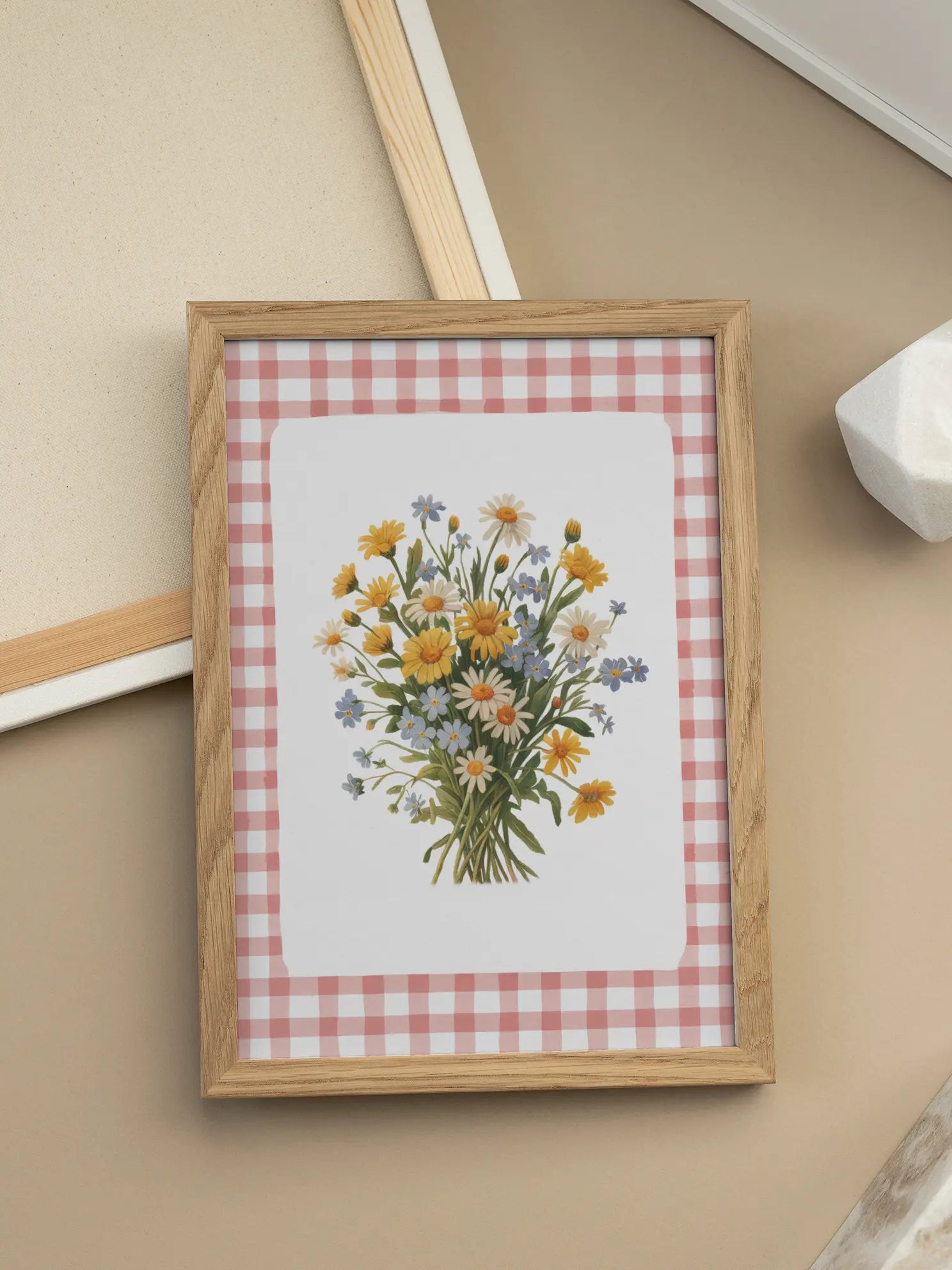 Bouquet on Gingham Poster
