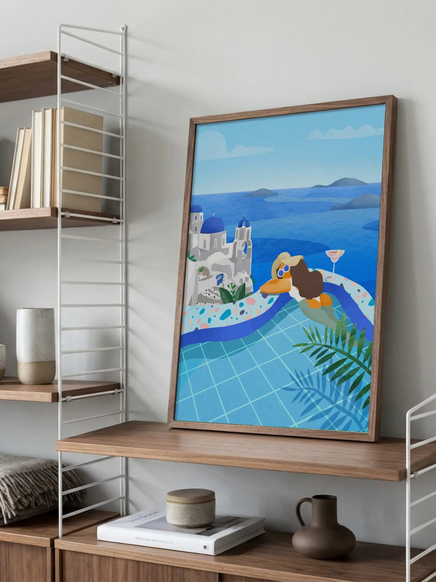 Cartoon Santorini View Poster