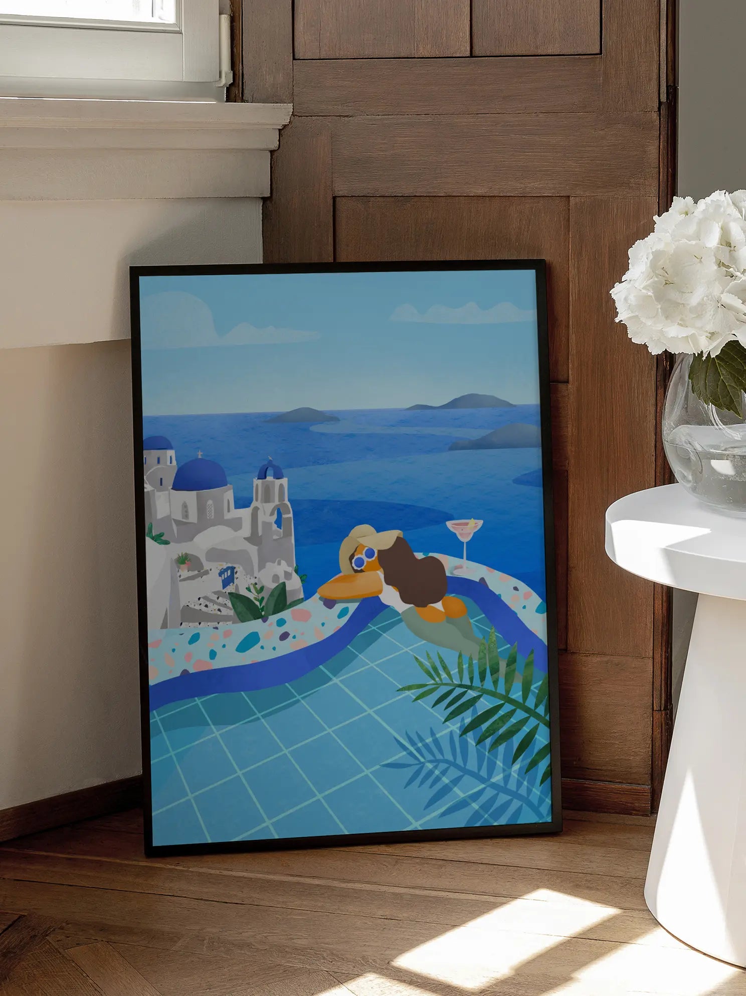 Cartoon Santorini View Poster
