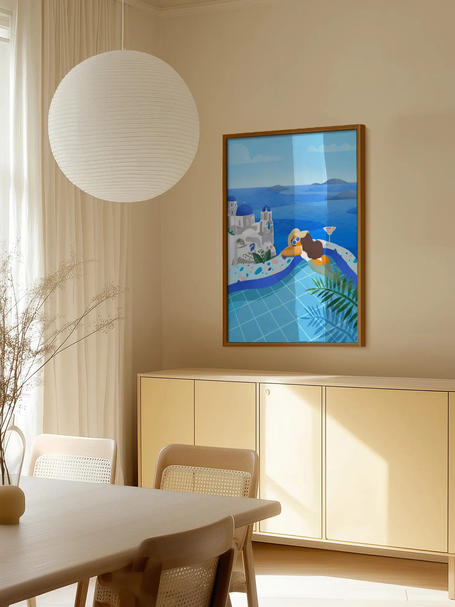 Cartoon Santorini View Poster
