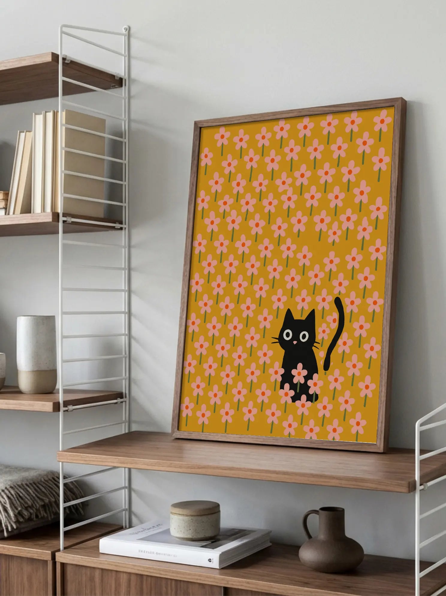 Cat in Flowers Poster