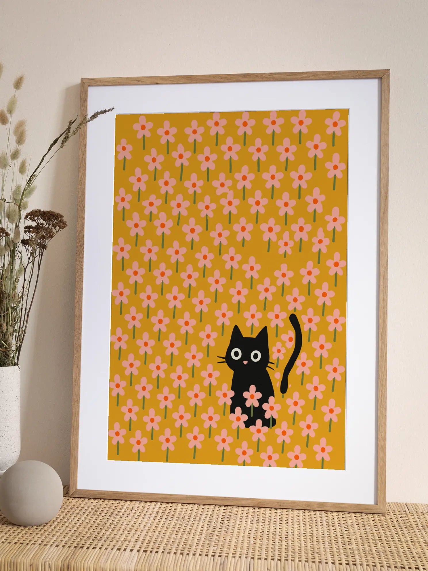 Cat in Flowers Poster