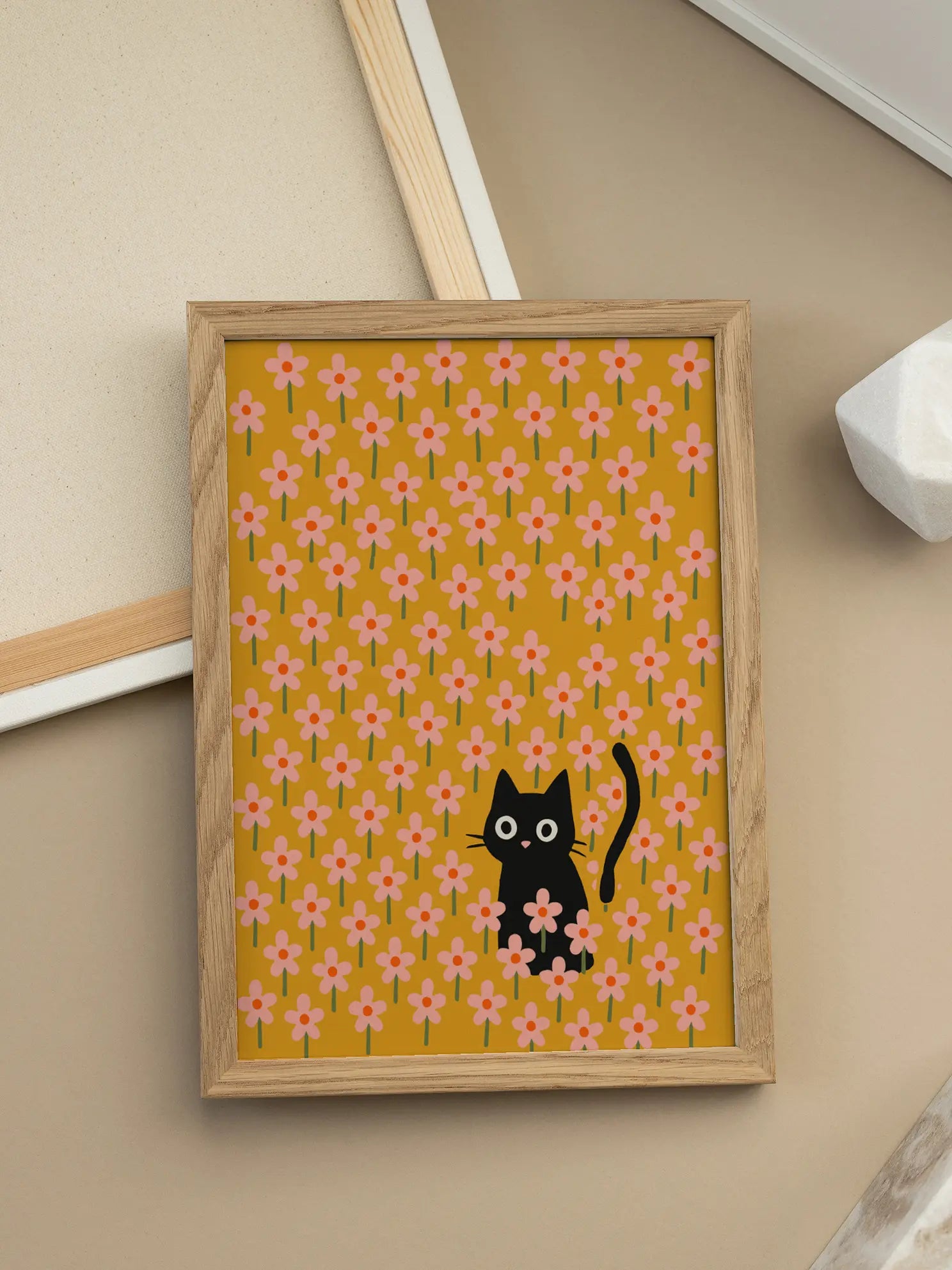 Cat in Flowers Poster
