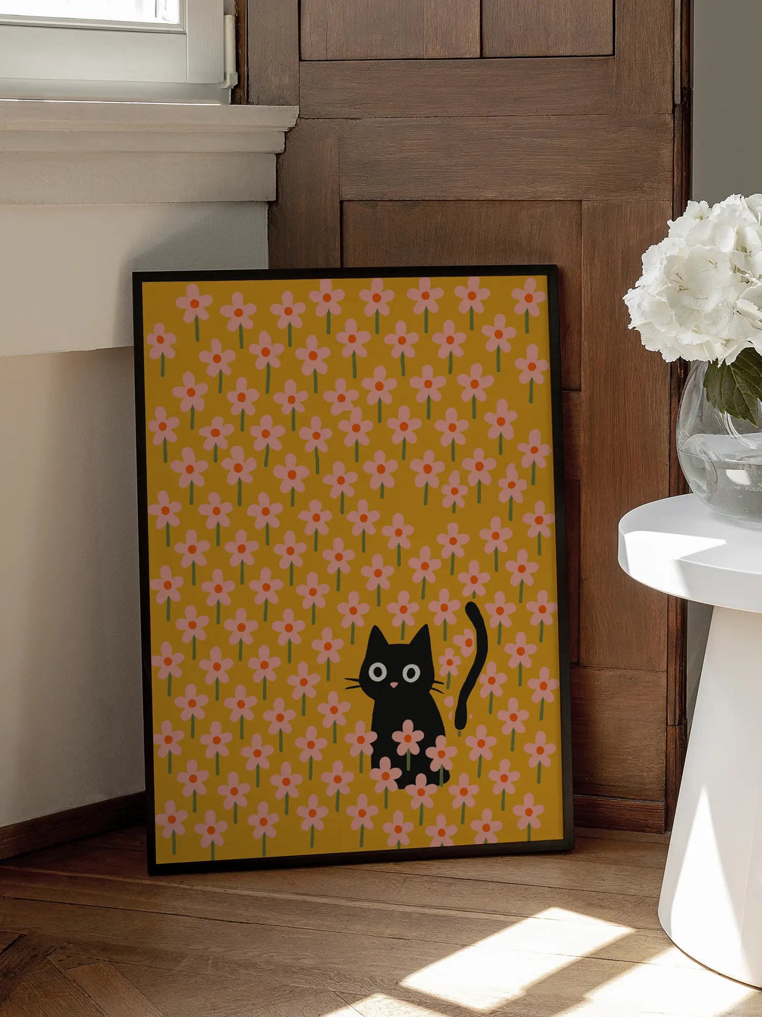 Cat in Flowers Poster