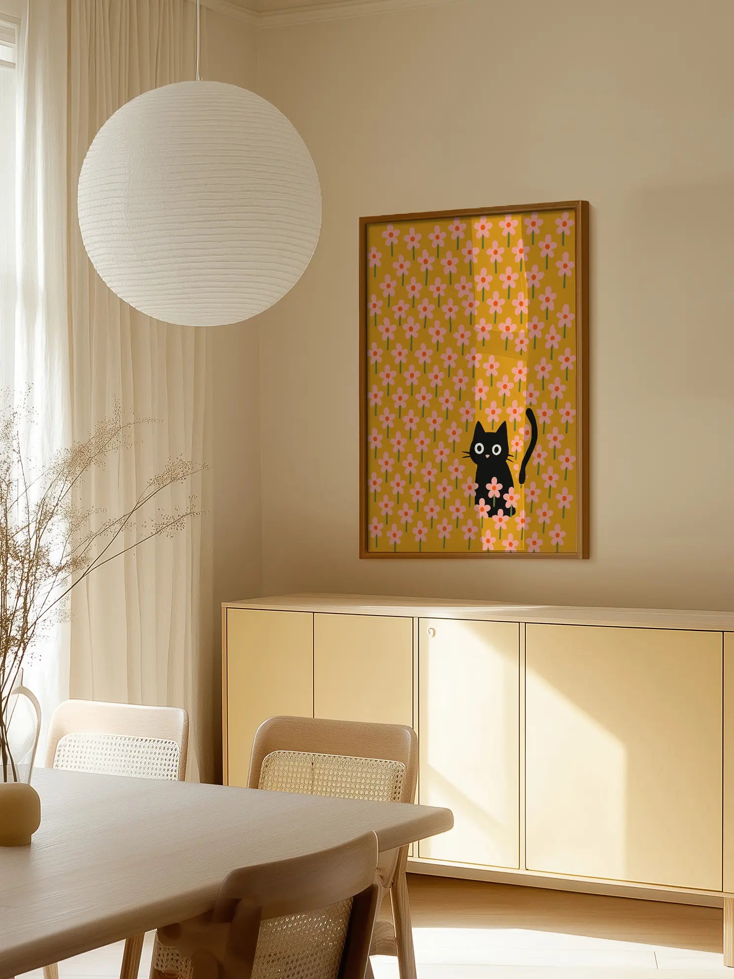 Cat in Flowers Poster