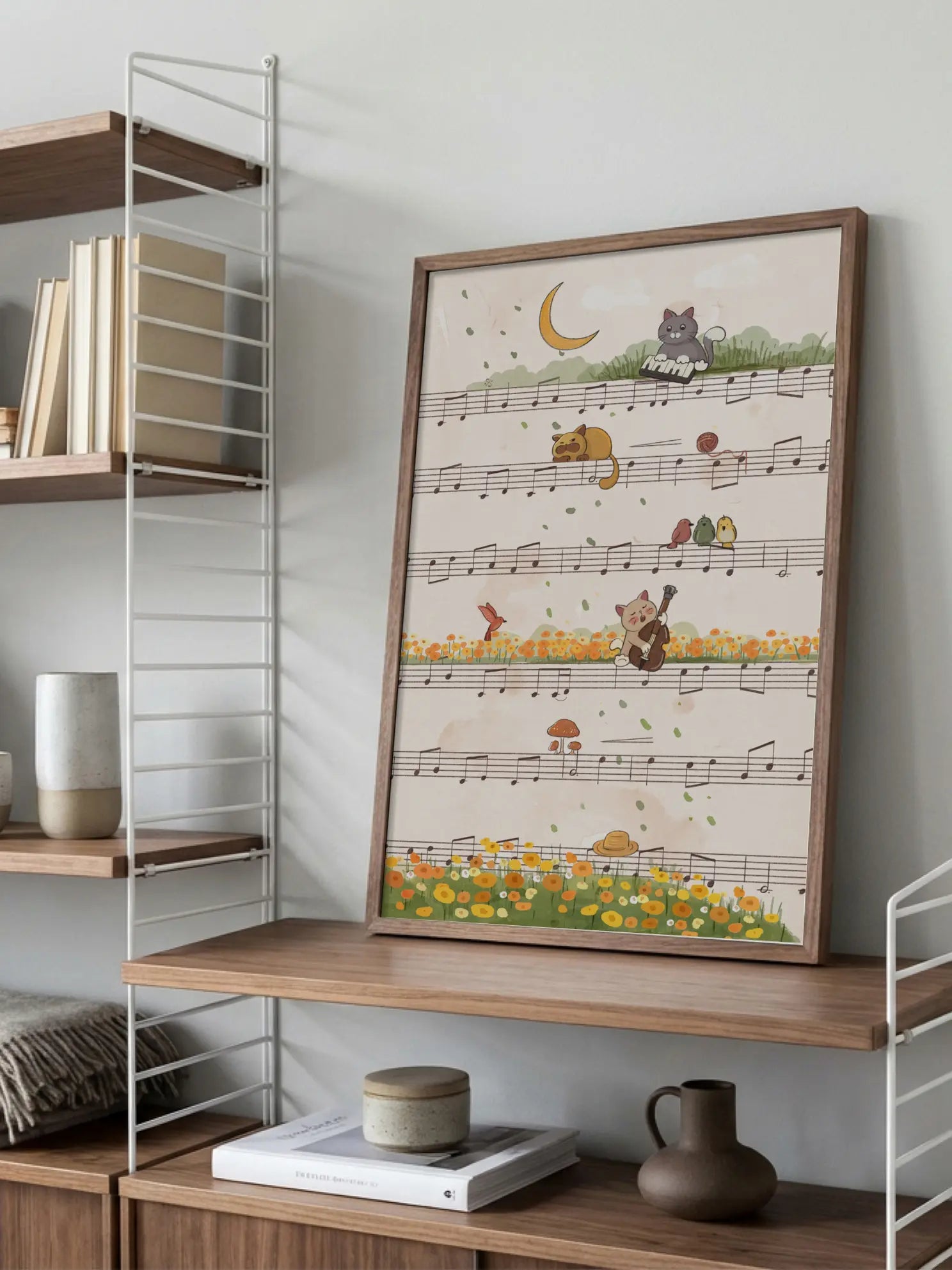 Cats on a Music Sheet Poster