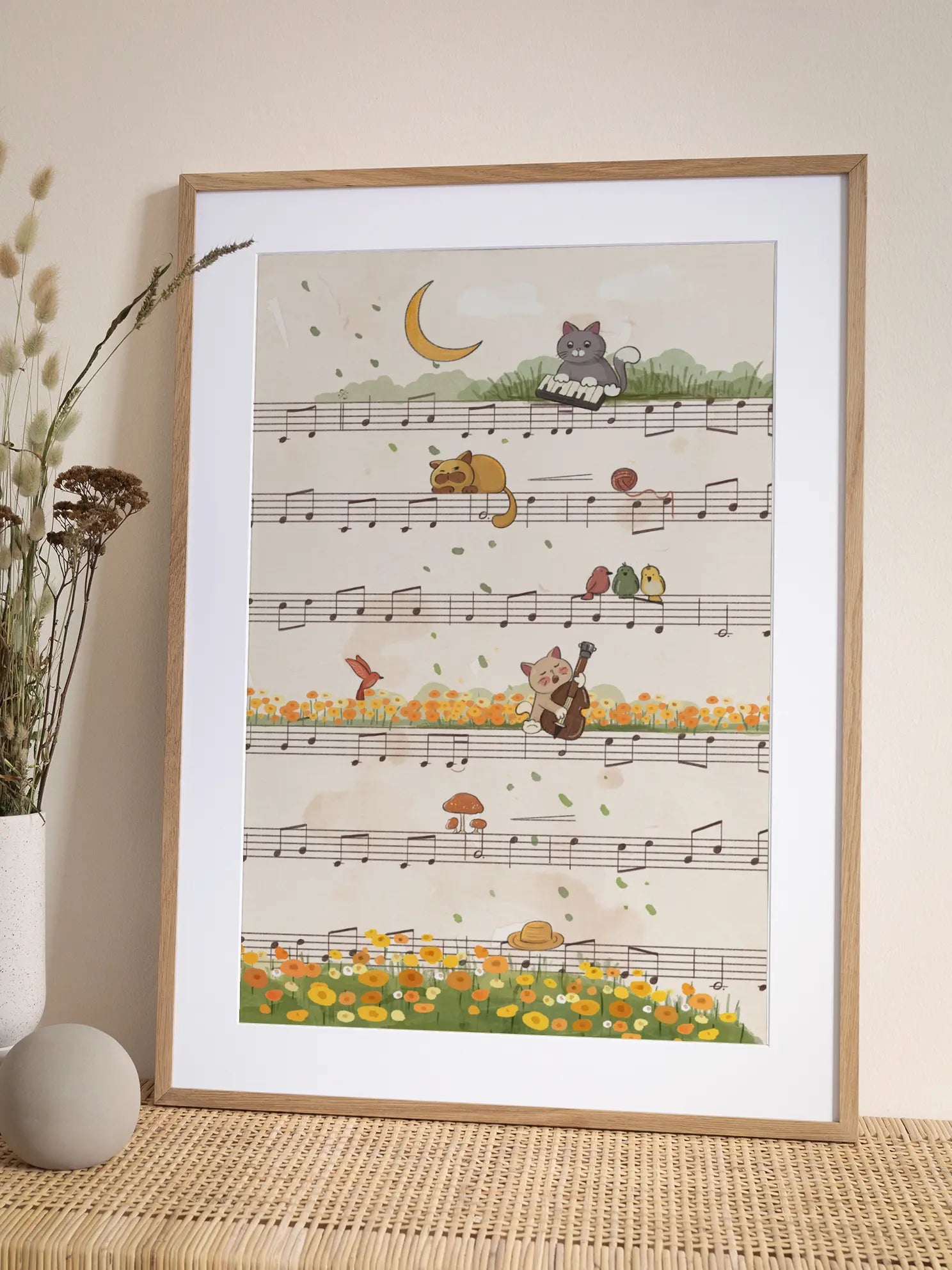 Cats on a Music Sheet Poster