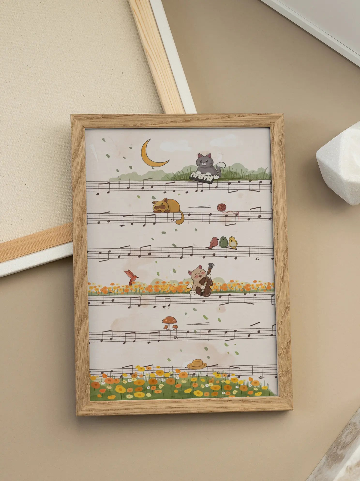 Cats on a Music Sheet Poster