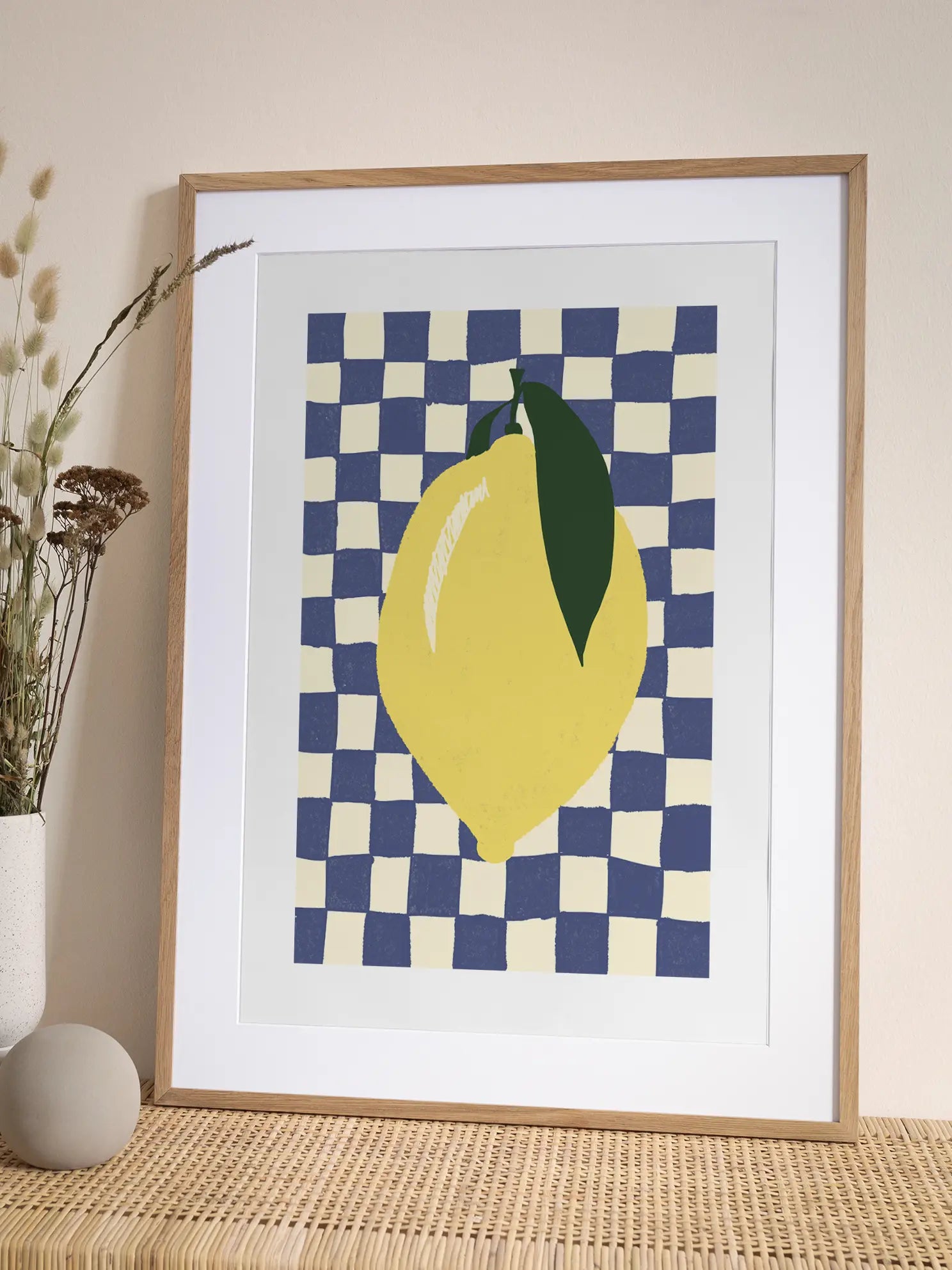 Checkered Lemon Poster