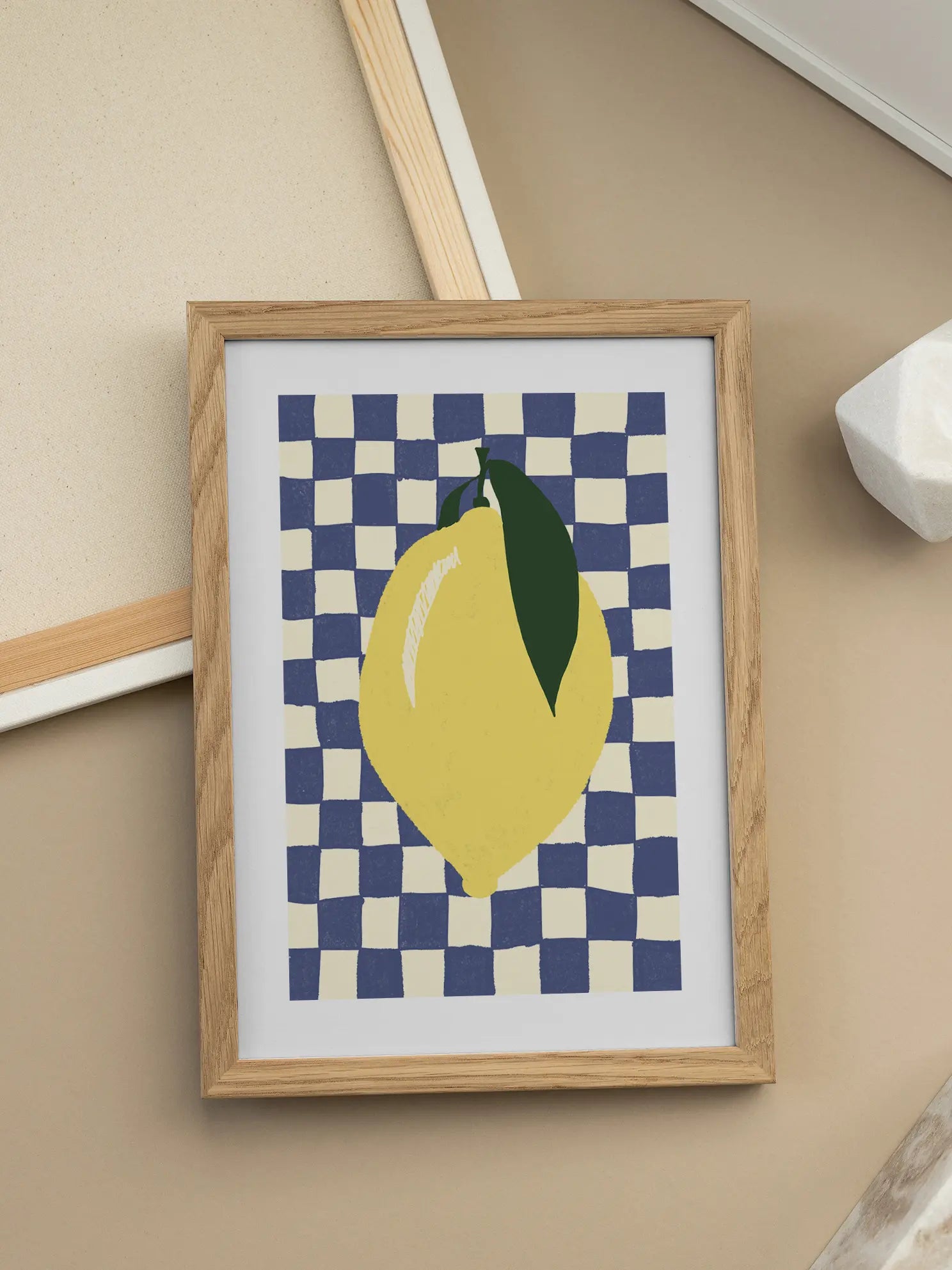 Checkered Lemon Poster