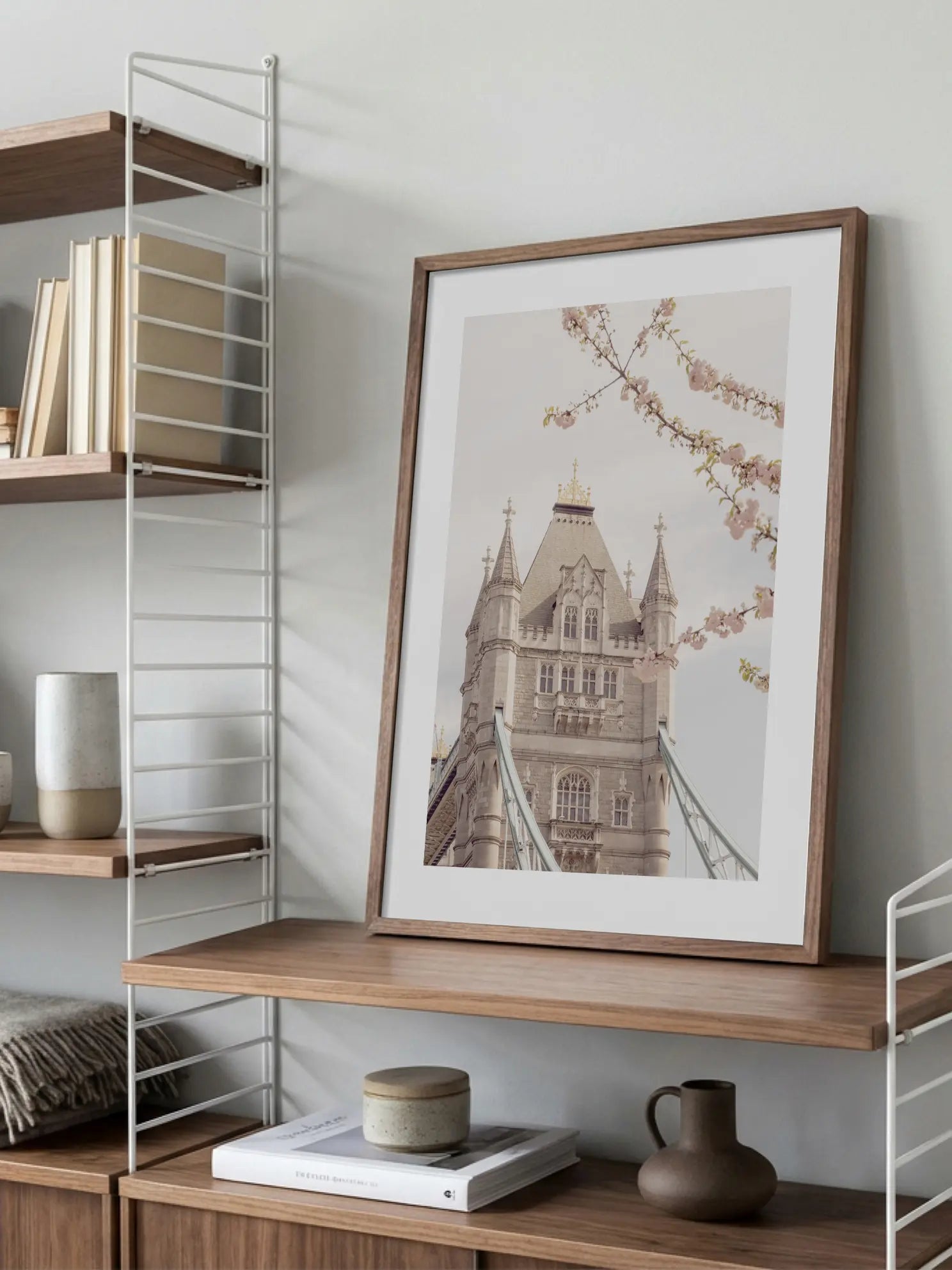 Cherry Blossoms at Tower Bridge Poster