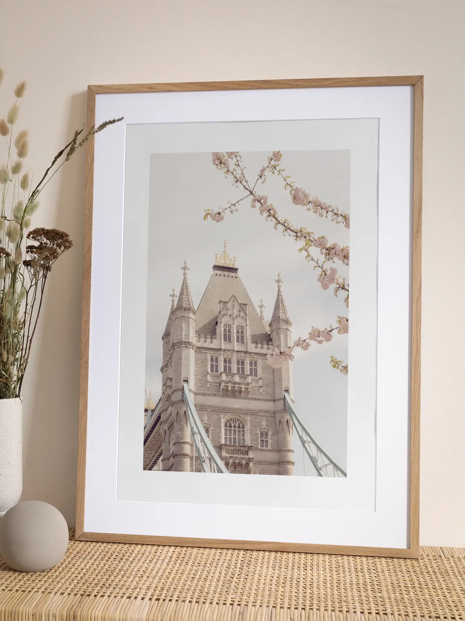 Cherry Blossoms at Tower Bridge Poster