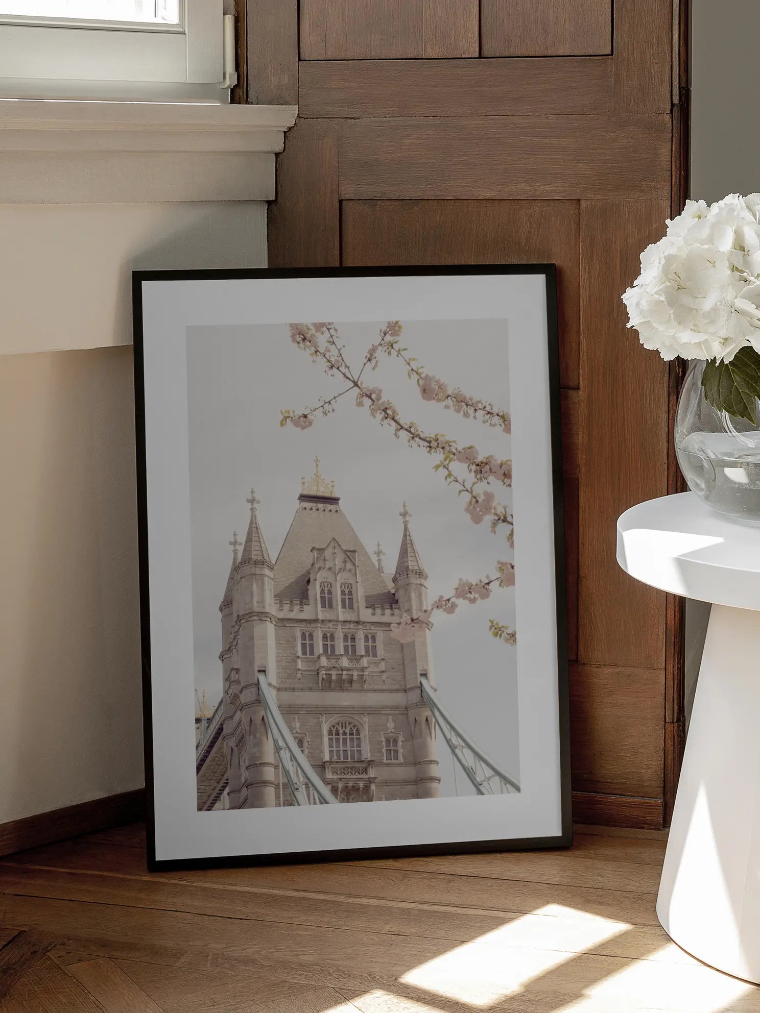 Cherry Blossoms at Tower Bridge Poster