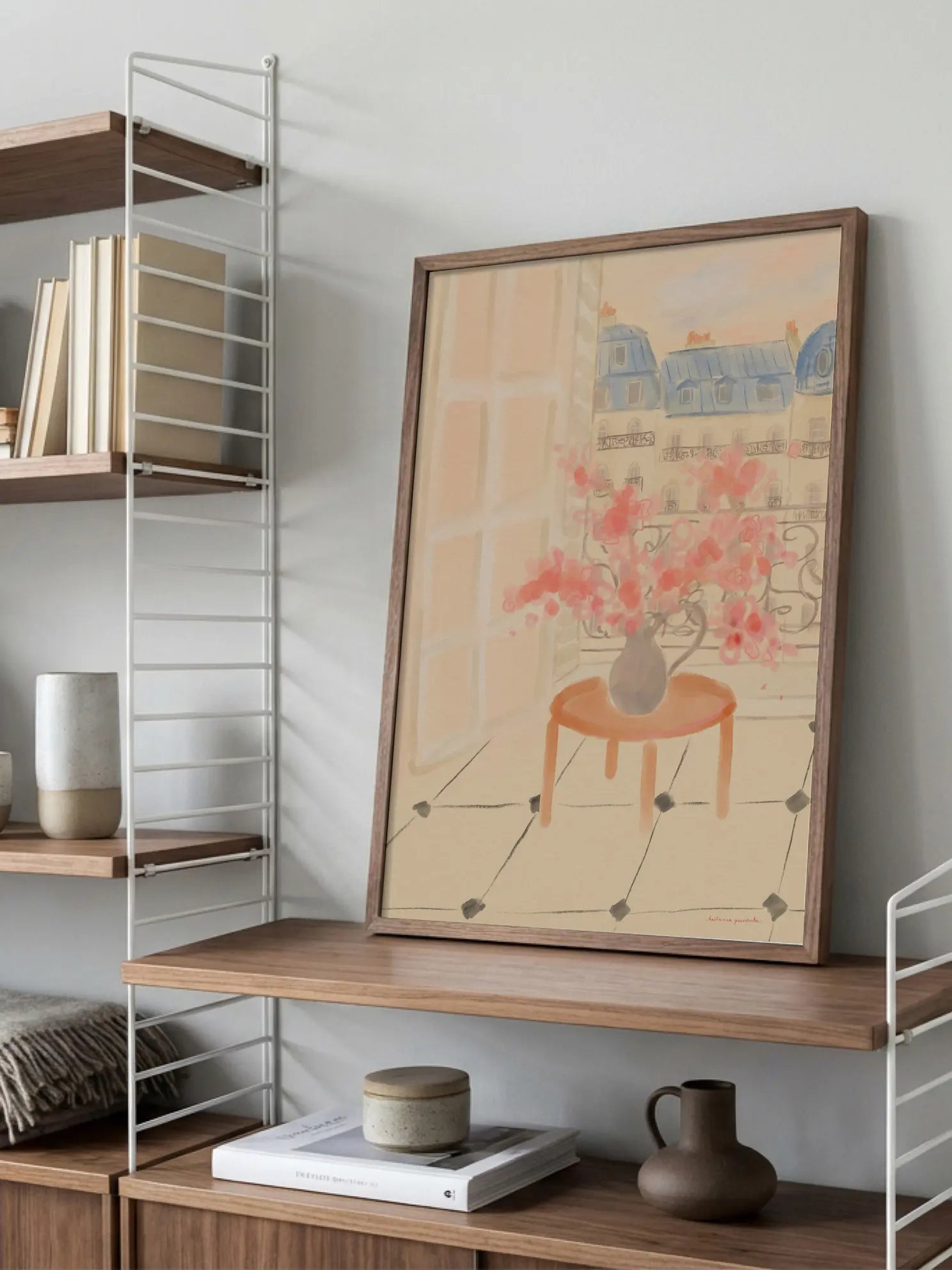 Cherry Blossoms In Parisian Apartment Poster
