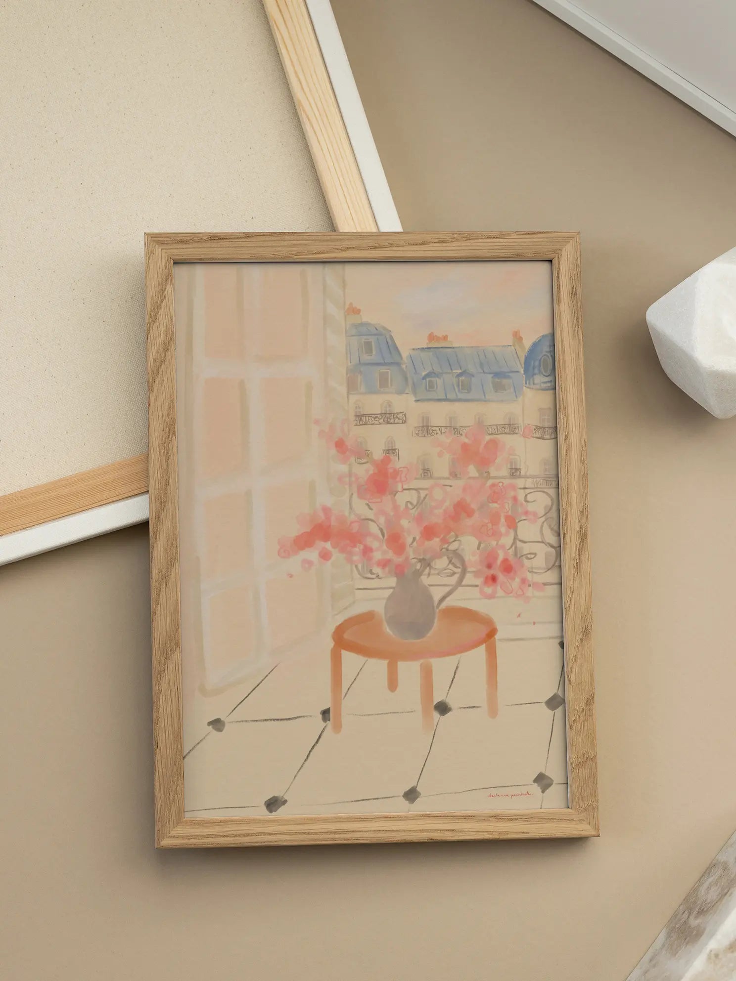 Cherry Blossoms In Parisian Apartment Poster