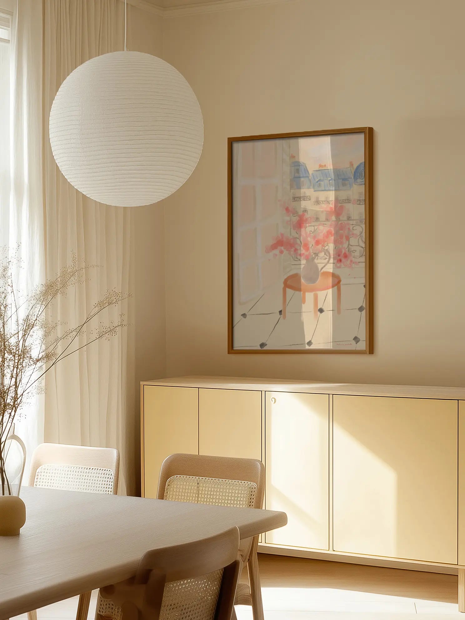 Cherry Blossoms In Parisian Apartment Poster