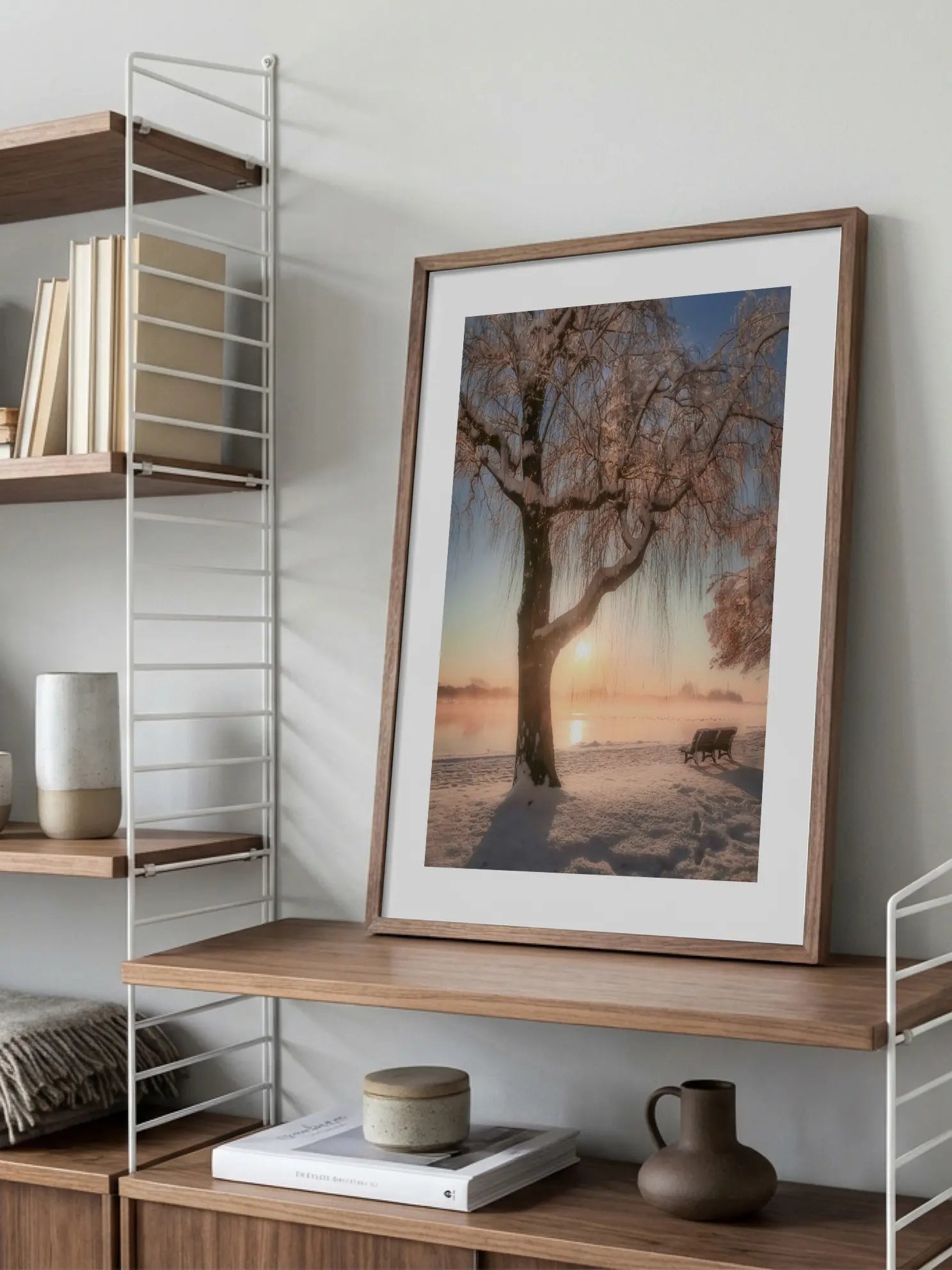 Cherry Blossoms in Snowy Japan Poster