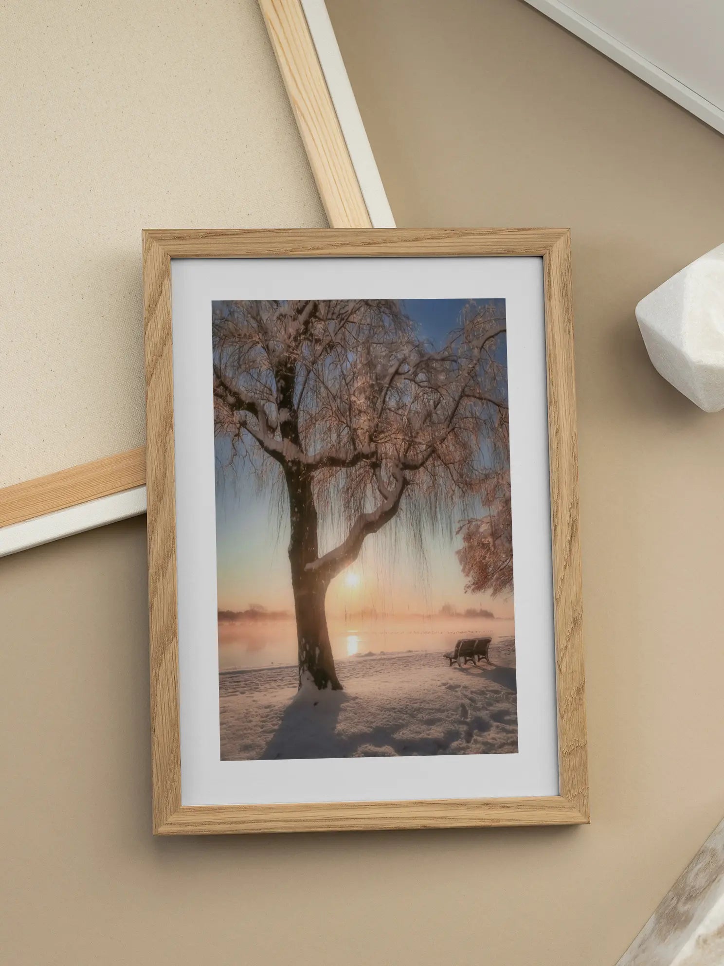 Cherry Blossoms in Snowy Japan Poster