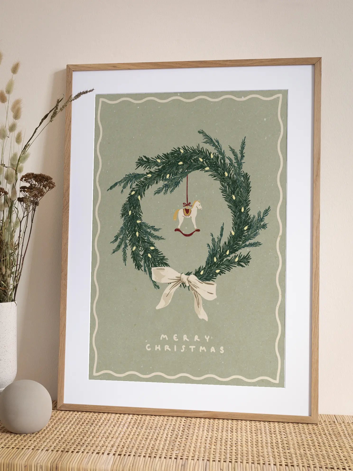 Christmas Wreath with Horse Poster