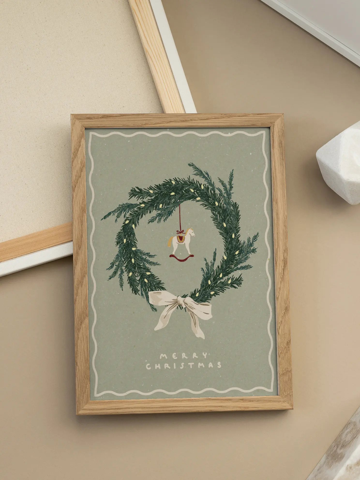 Christmas Wreath with Horse Poster